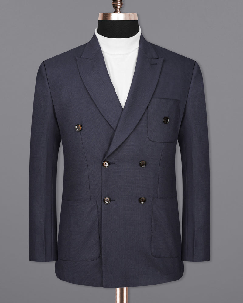Bleached Cedar Navy Blue Double Breasted Sports Suit