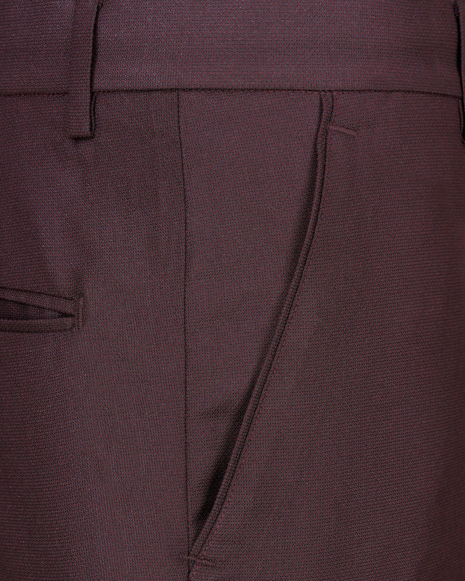 Taupe Maroon Single Breasted Suit