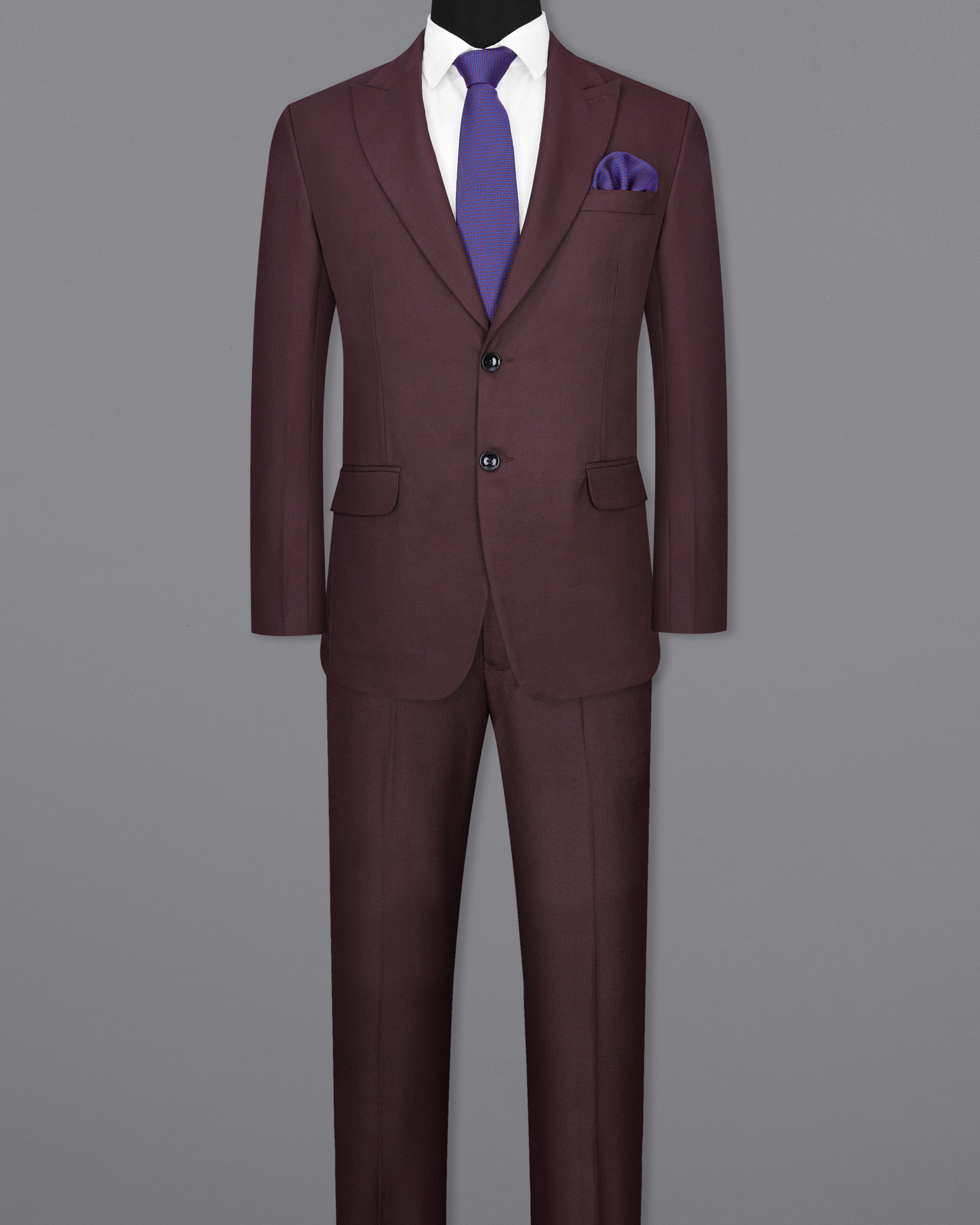 Taupe Maroon Single Breasted Suit