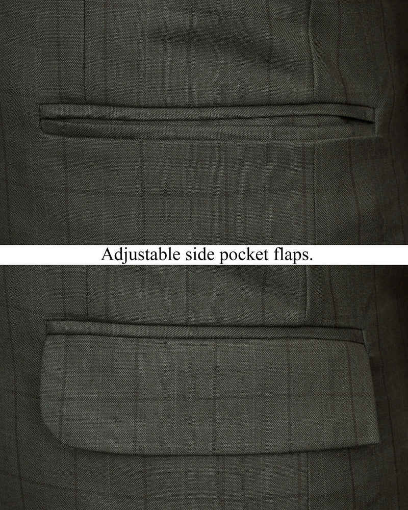 Tuatara Green Windowpane Single Breasted Suit