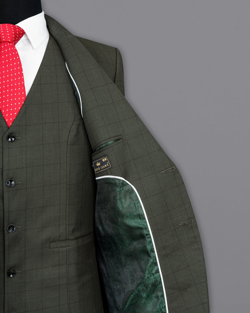 Tuatara Green Windowpane Single Breasted Suit