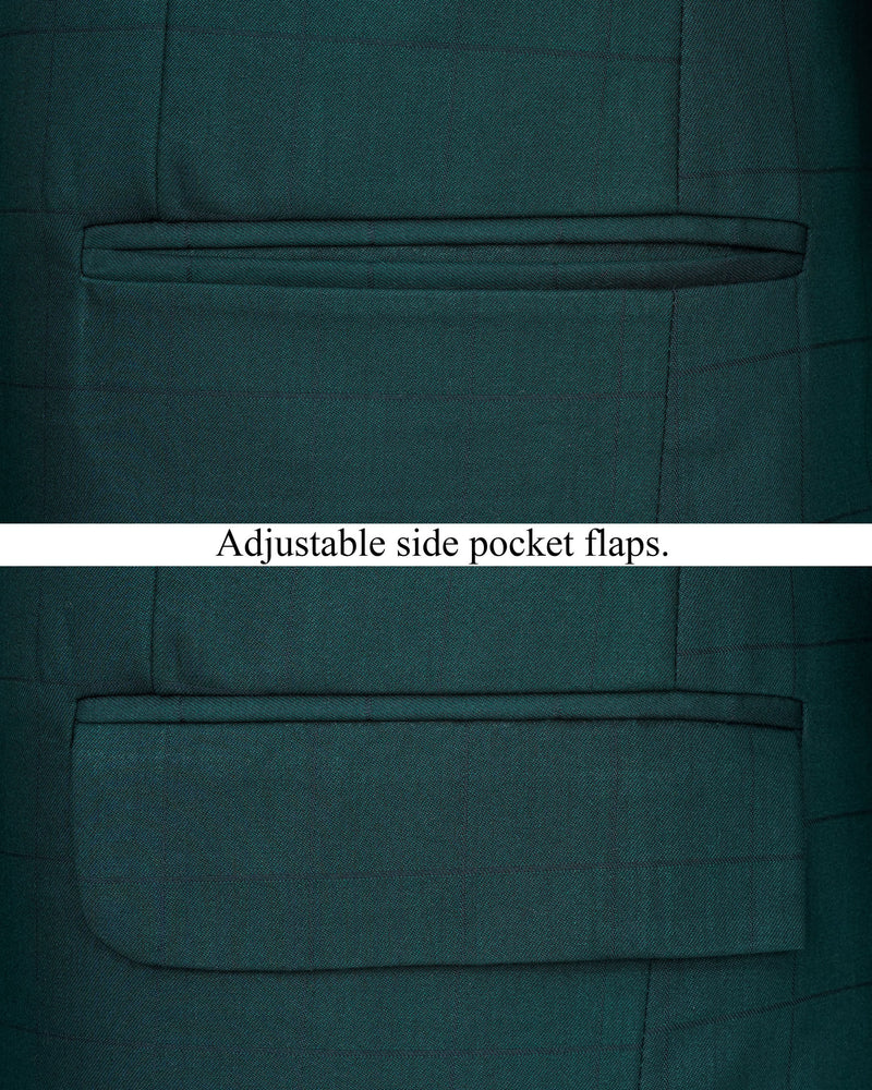 Dianne Green Subtle Windowpane Cross Placket Bandhgala Suit