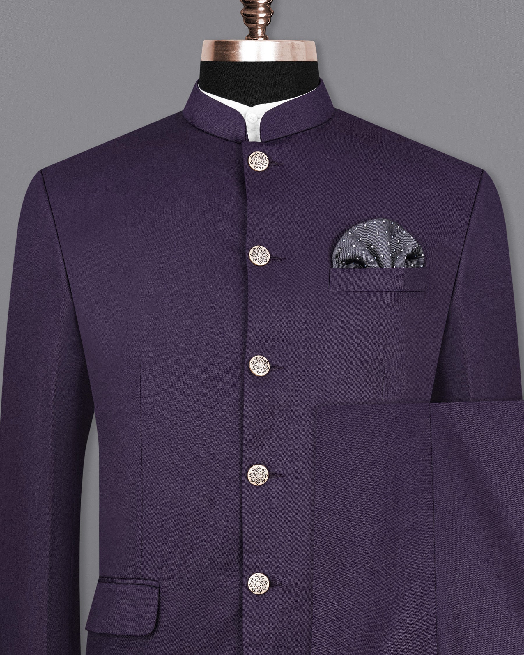 Tolopea Dark Purple Bandhgala Suit