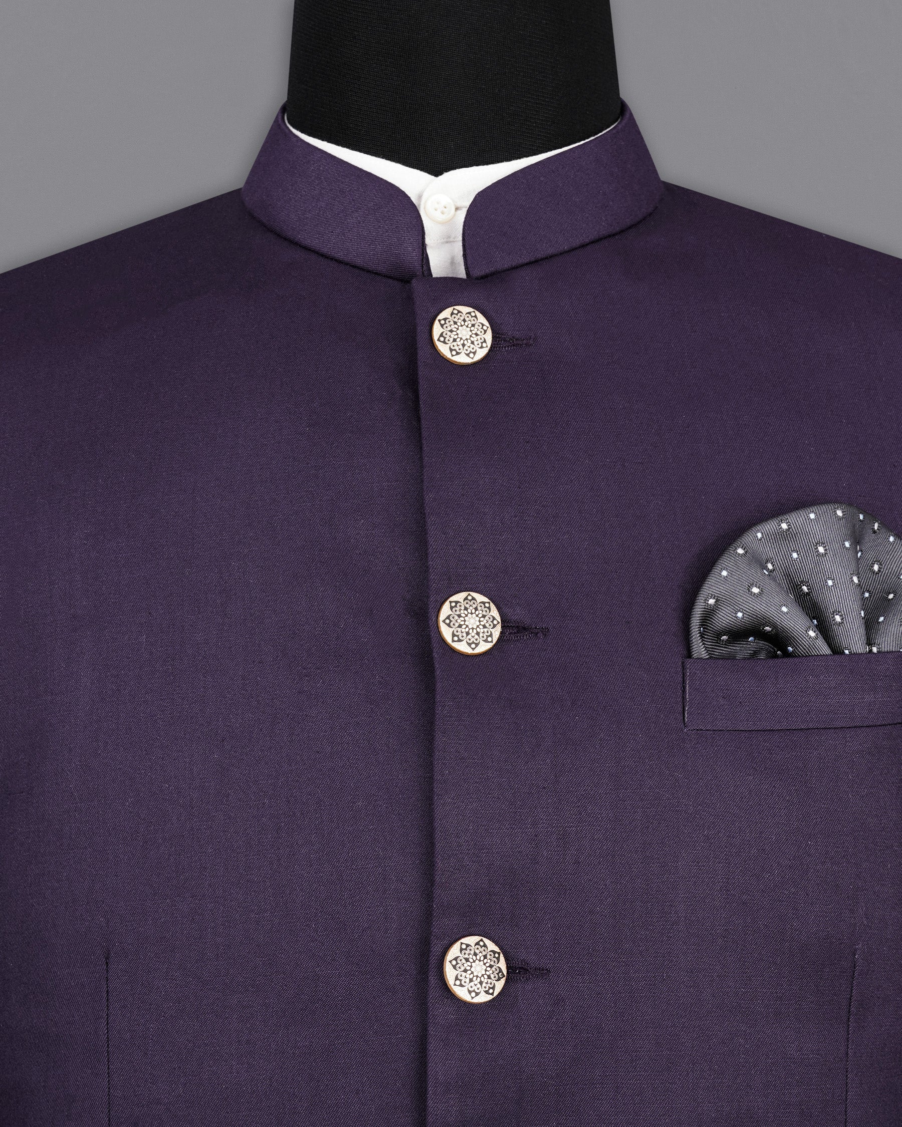 Tolopea Dark Purple Bandhgala Suit