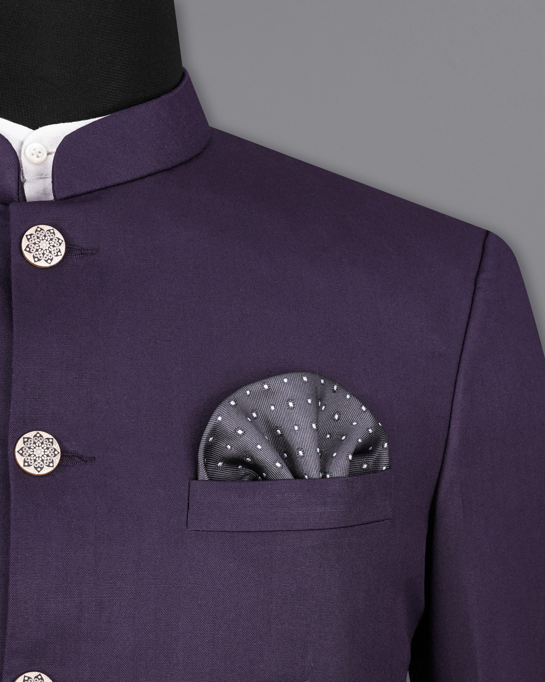 Tolopea Dark Purple Bandhgala Suit