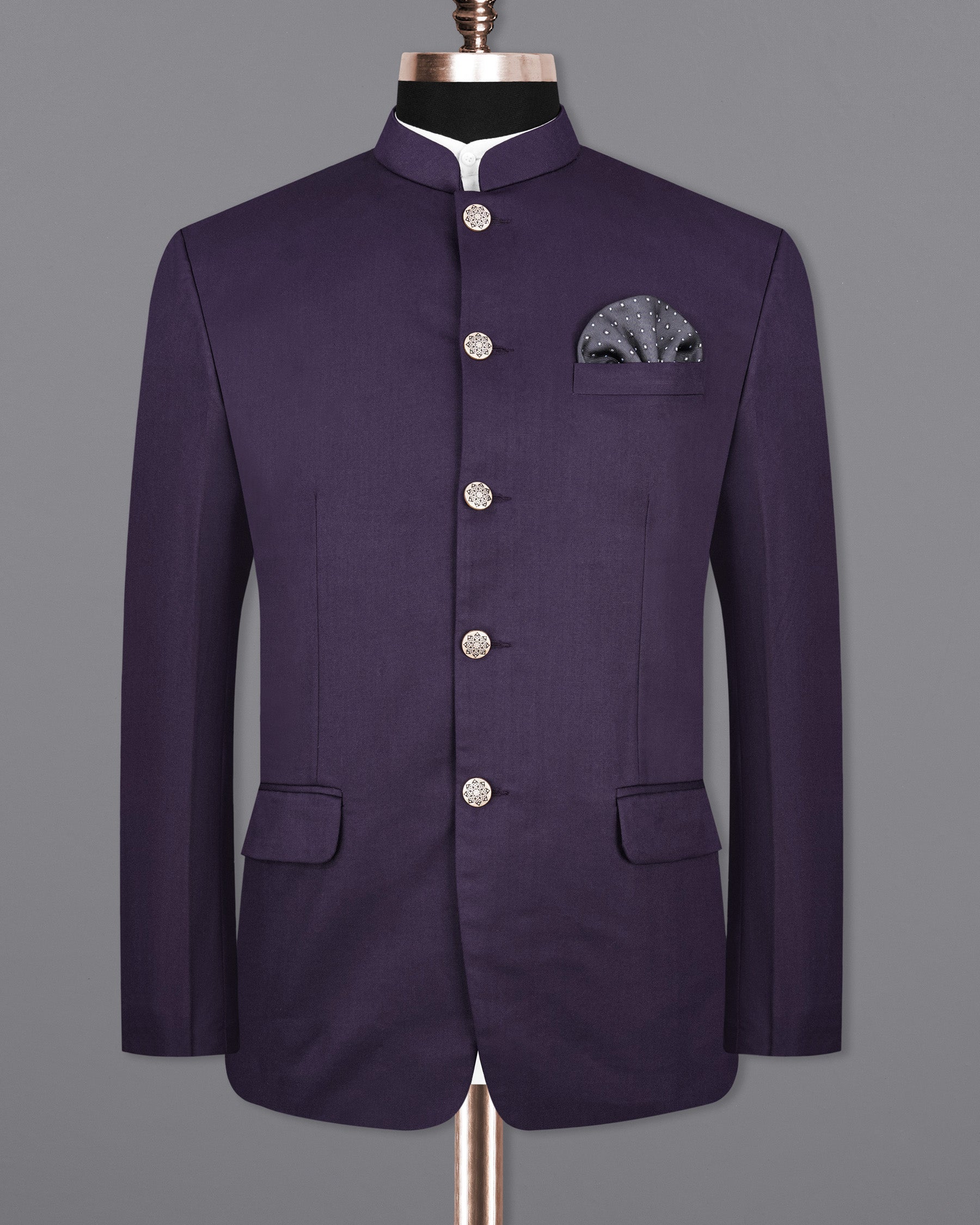 Tolopea Dark Purple Bandhgala Suit