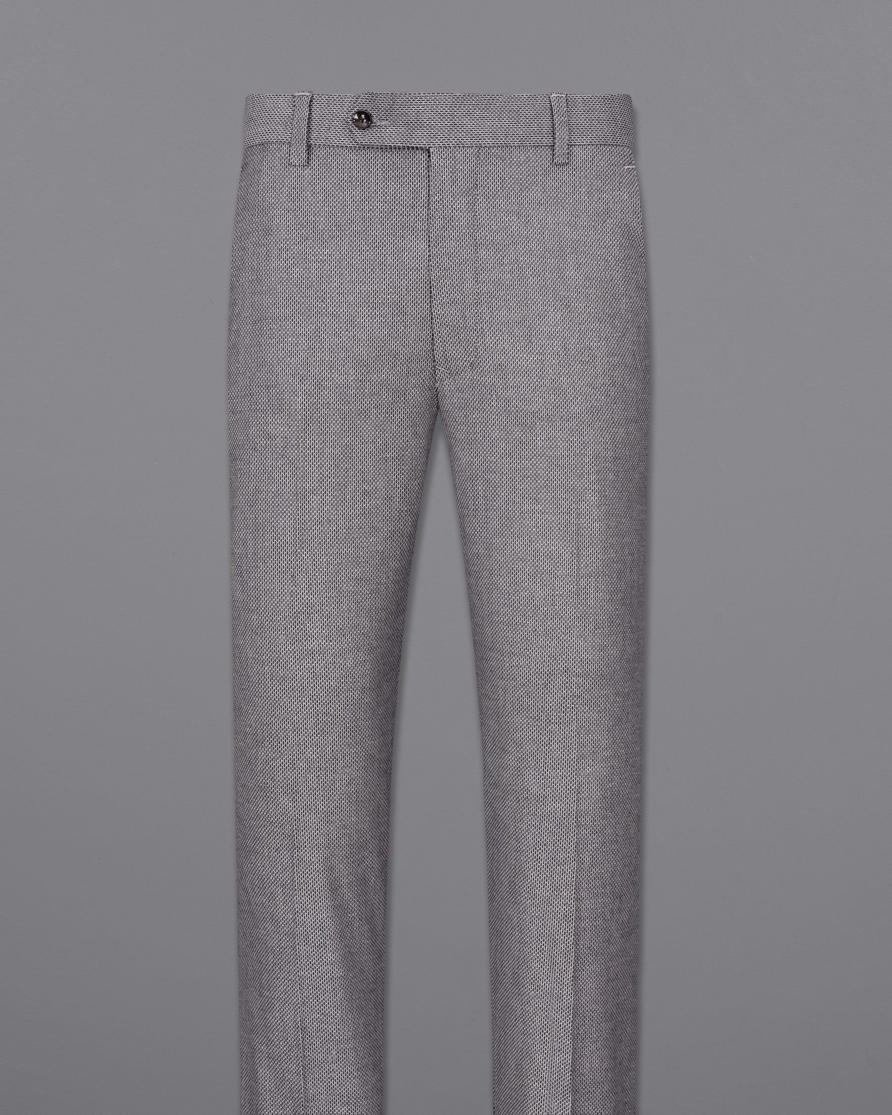 Pale Slate Gray and Black Premium Cotton Double Breasted Suit