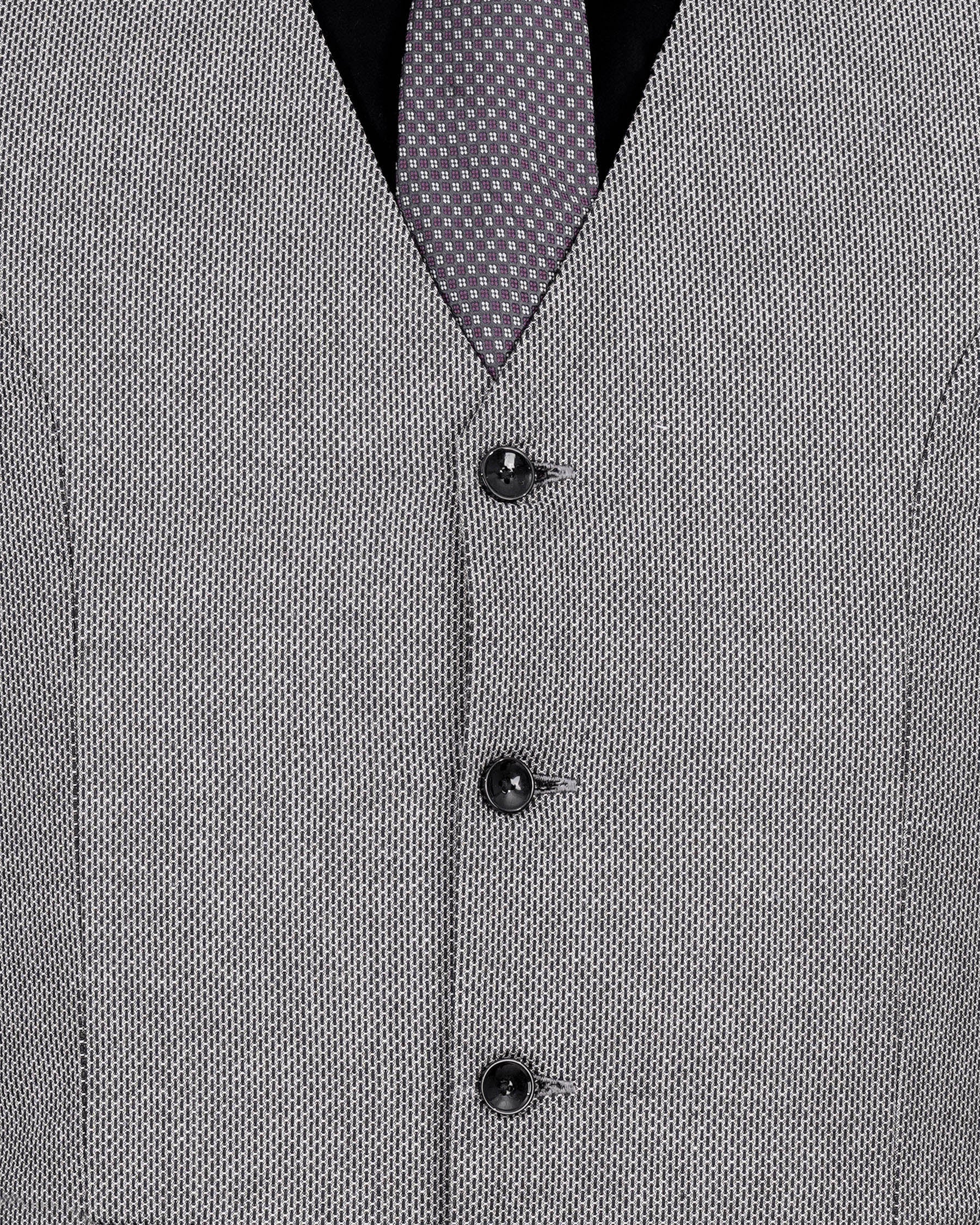 Pale Slate Gray and Black Premium Cotton Double Breasted Suit