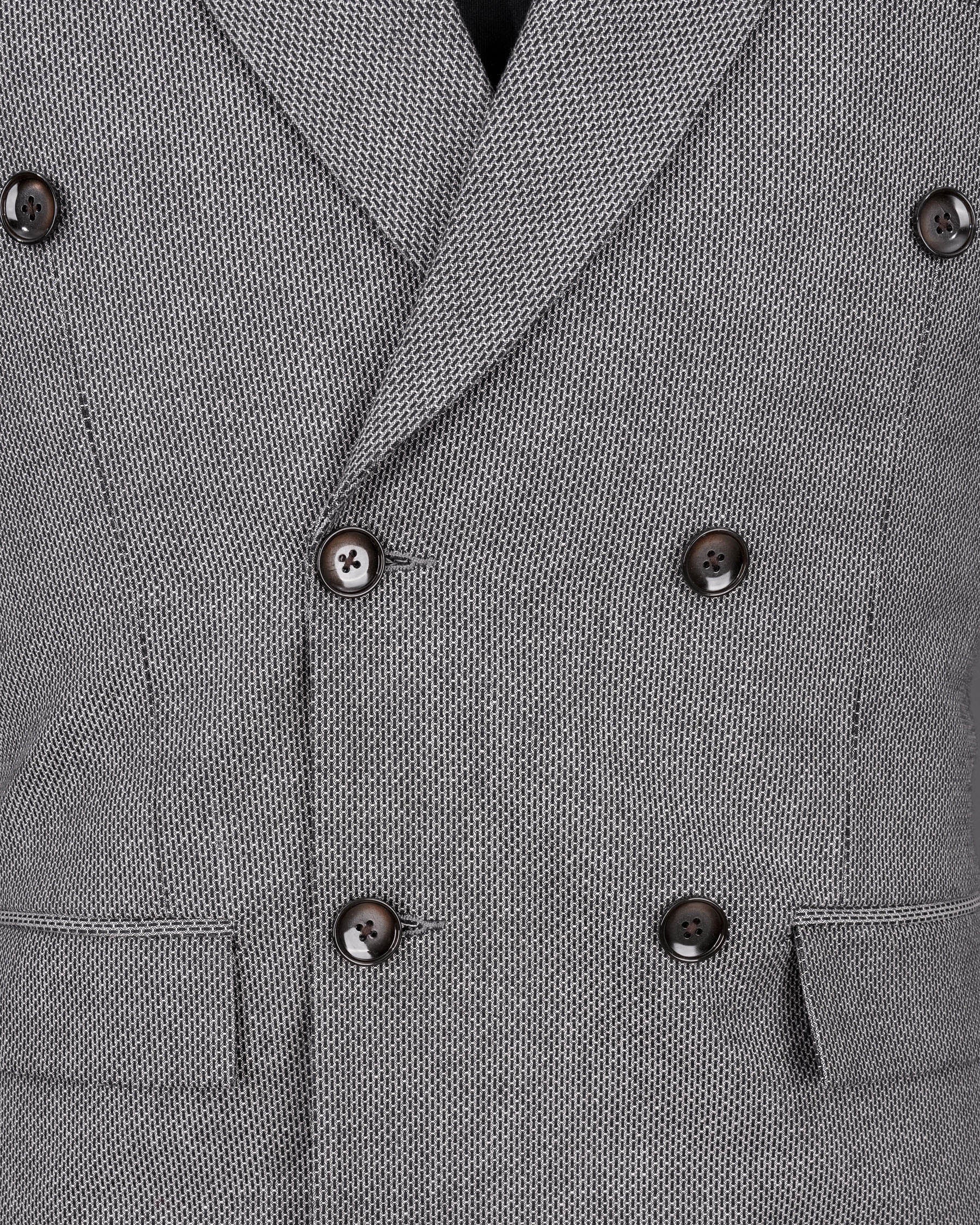 Pale Slate Gray and Black Premium Cotton Double Breasted Suit