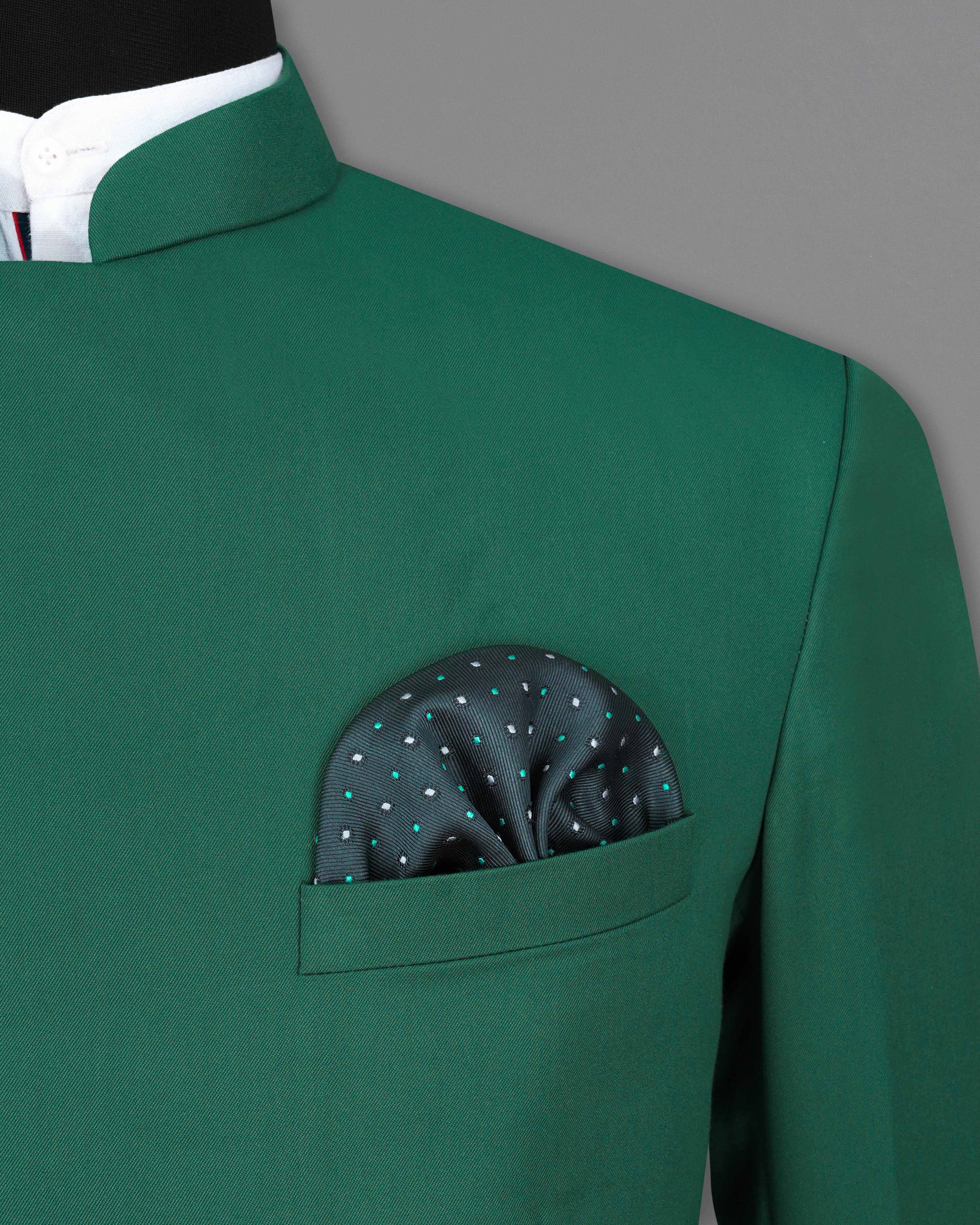 Stromboli Green Cross Placket Bandhgala Suit
