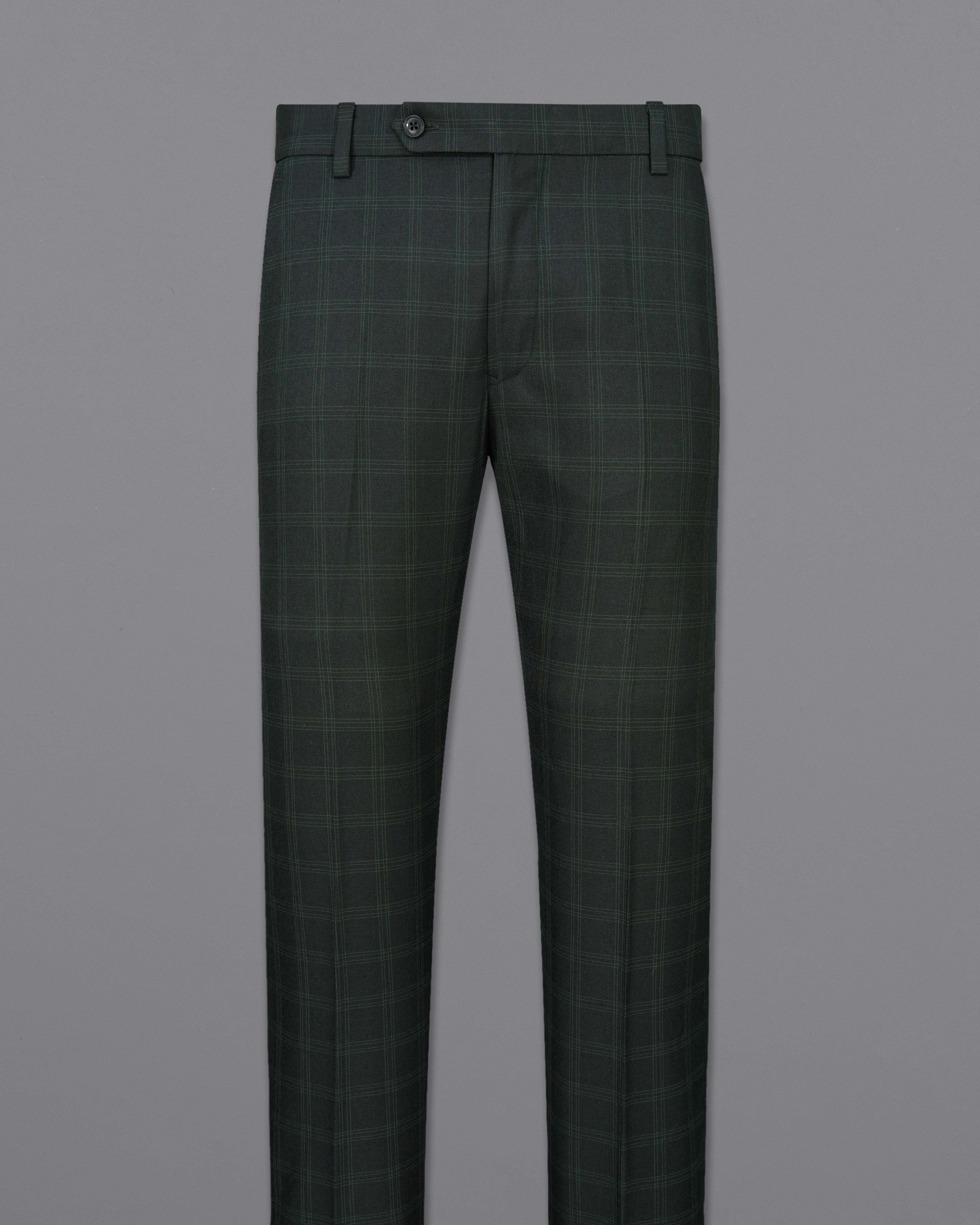 Zeus Green Plaid Cross Placket Bandhgala Suit