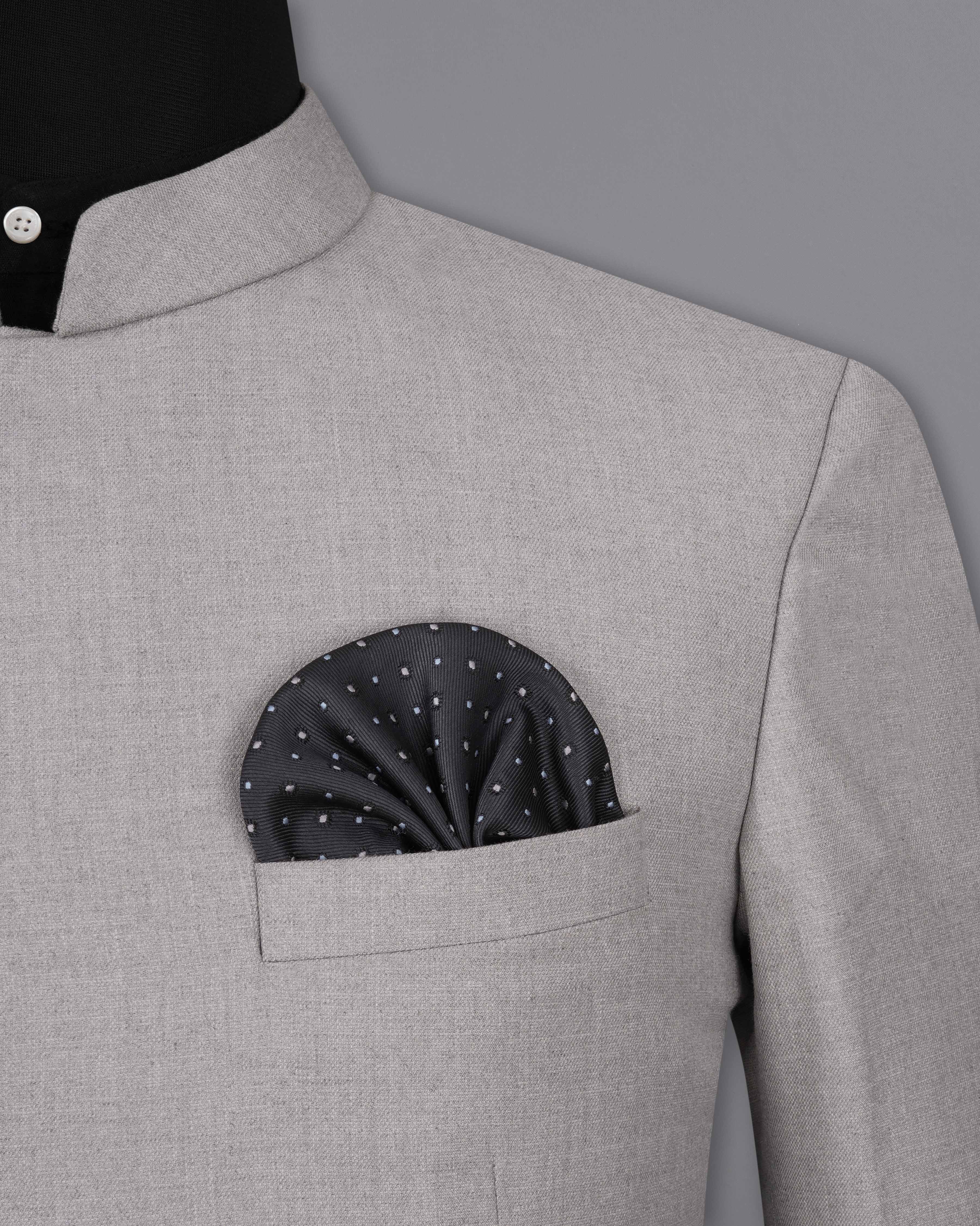 Spun Pearl Gray Cross Placket Bandhgala Suit