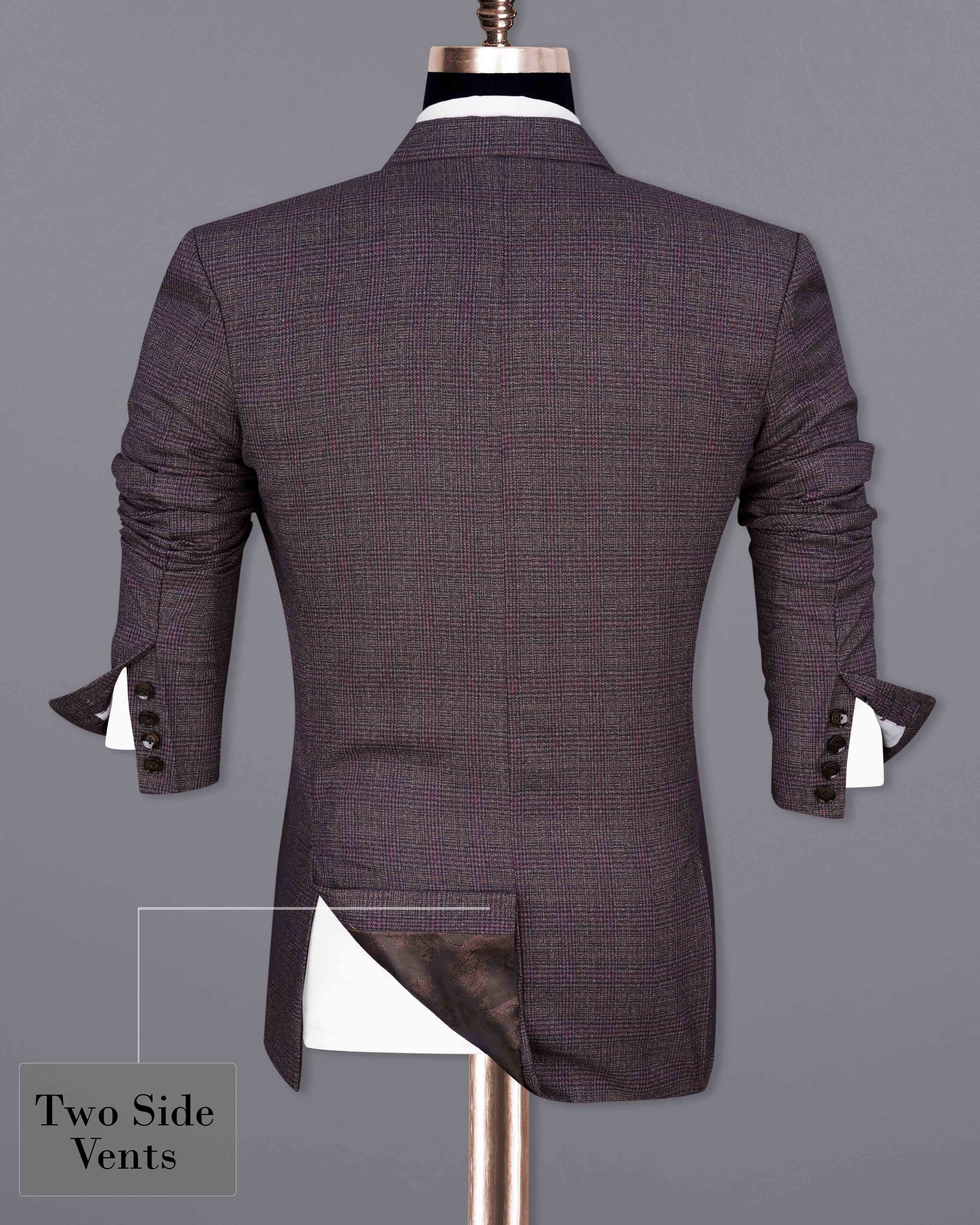 Matterhorn Brown with Maroon Subtle Plaid Double Breasted Suit