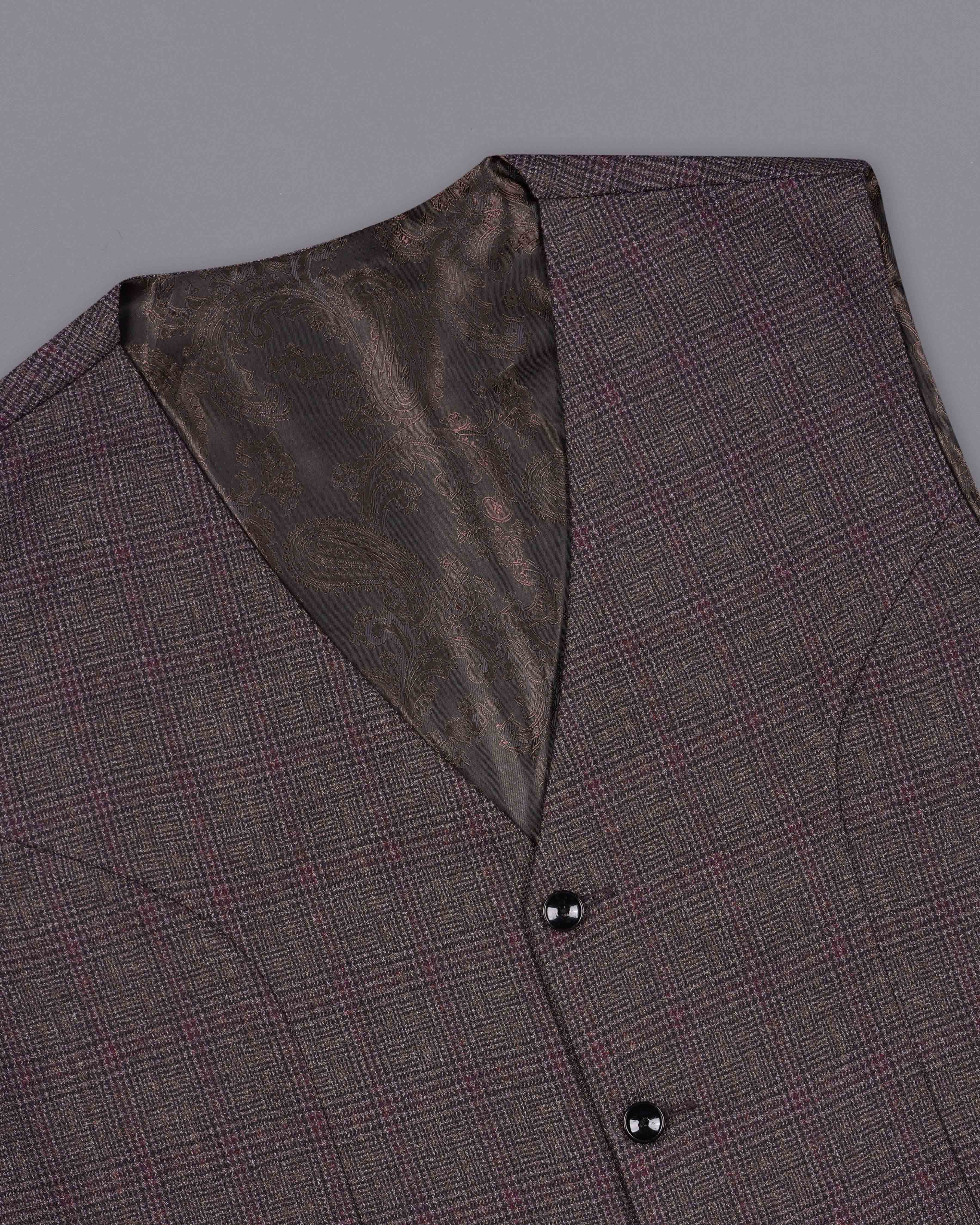 Matterhorn Brown with Maroon Subtle Plaid Double Breasted Suit