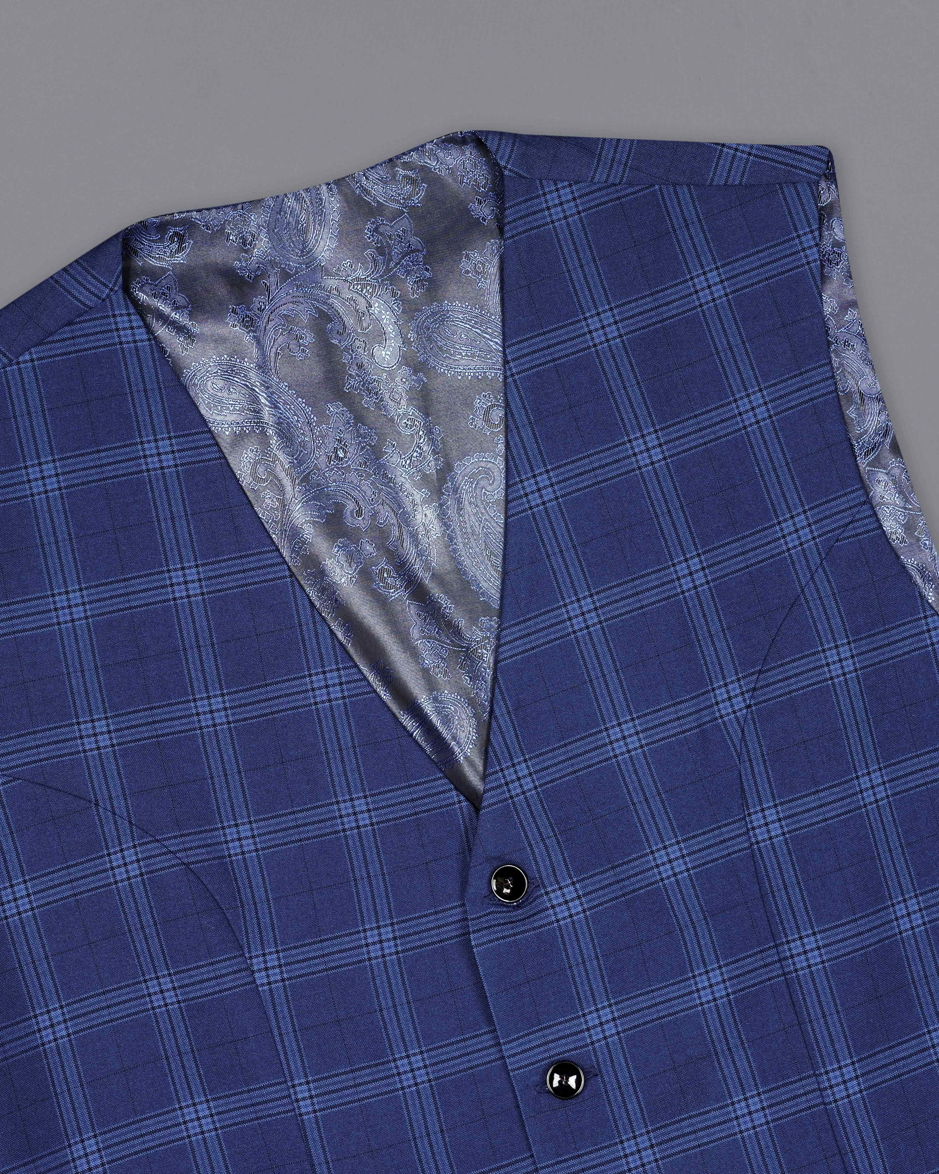 Rhino Blue Plaid Single Breasted Suit