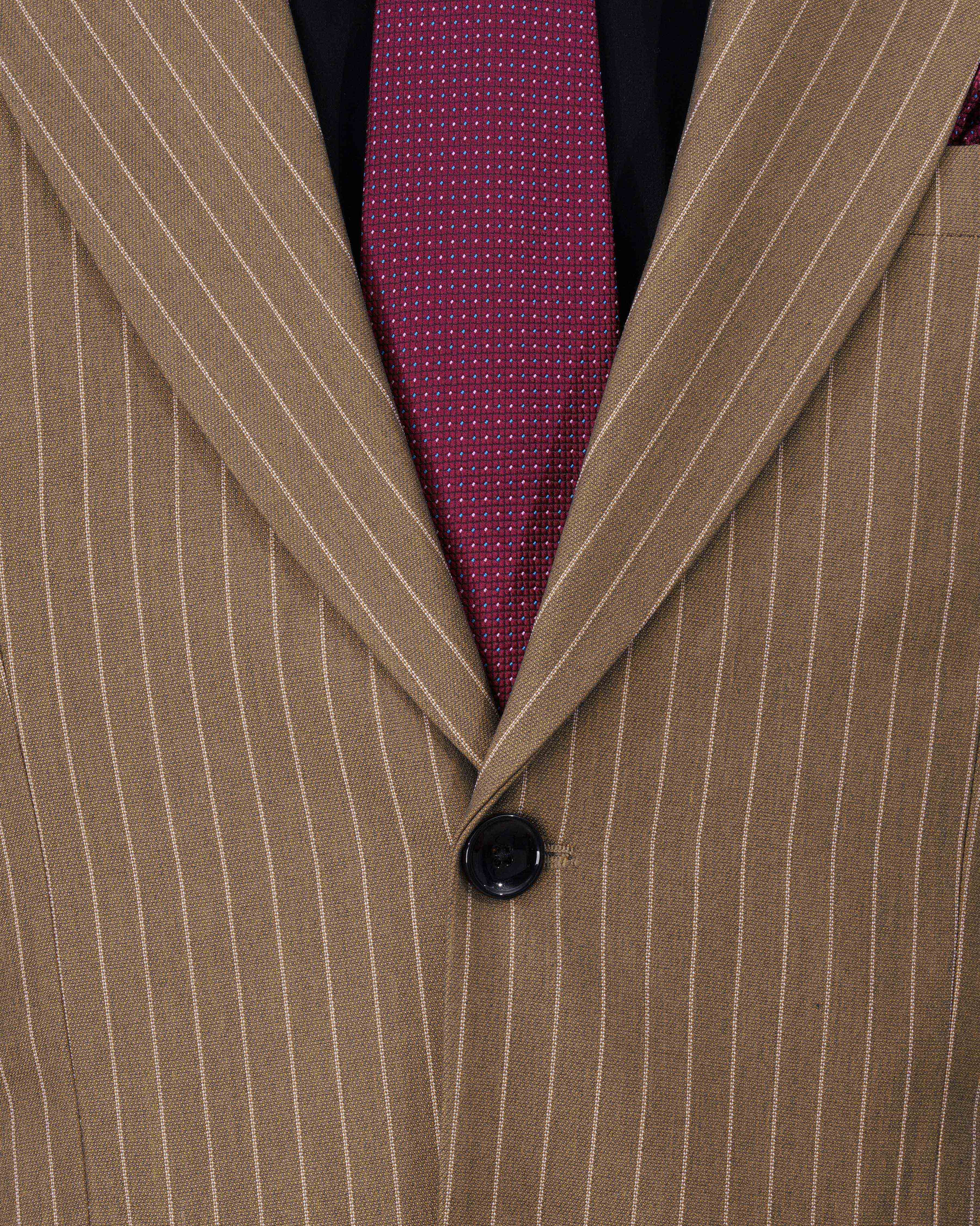 Mocha Brown Striped Single Breasted Suit