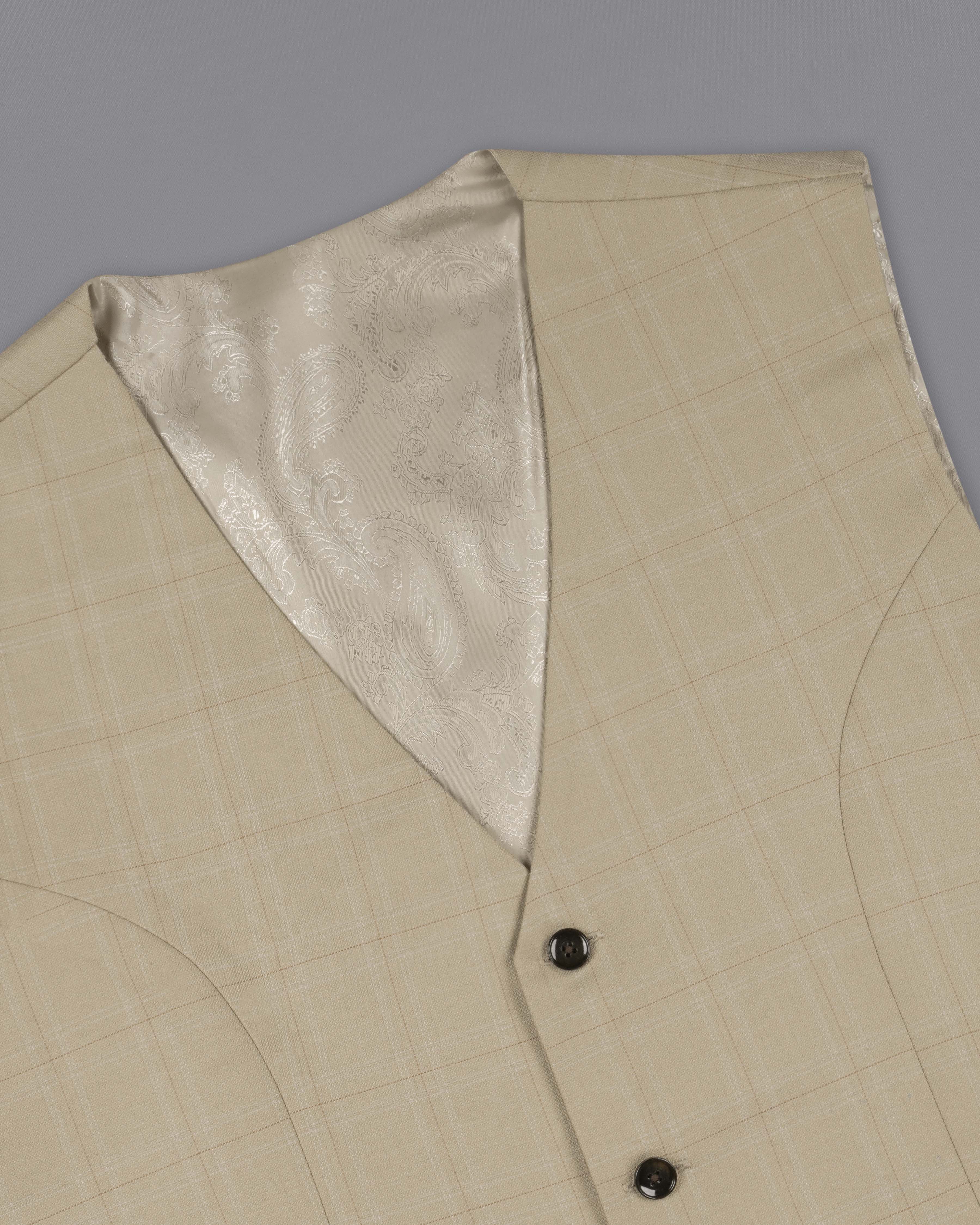 Bronco Cream Windowpane Double Breasted Sports Suit