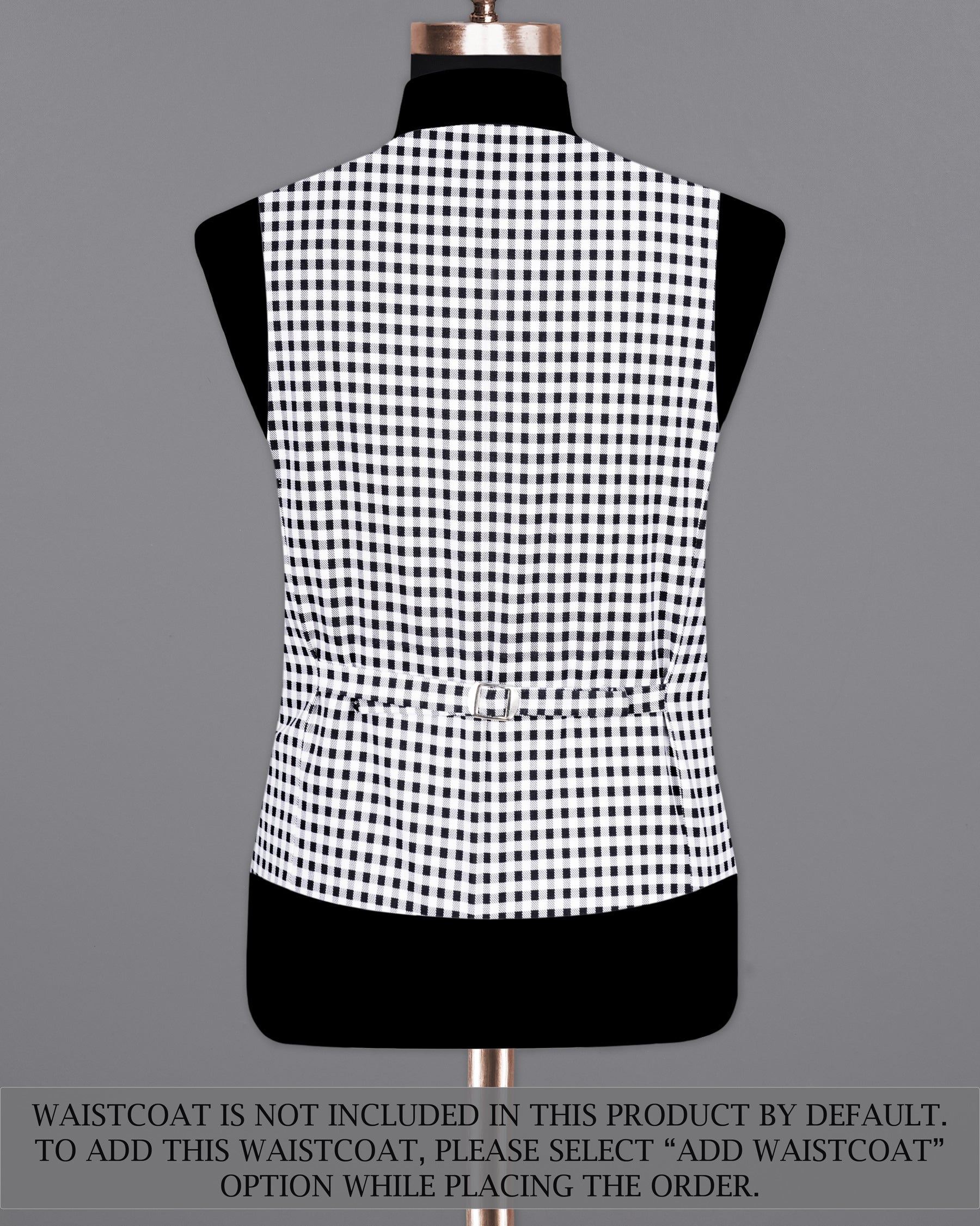 White and Black Mini Checkered Single Breasted Suit