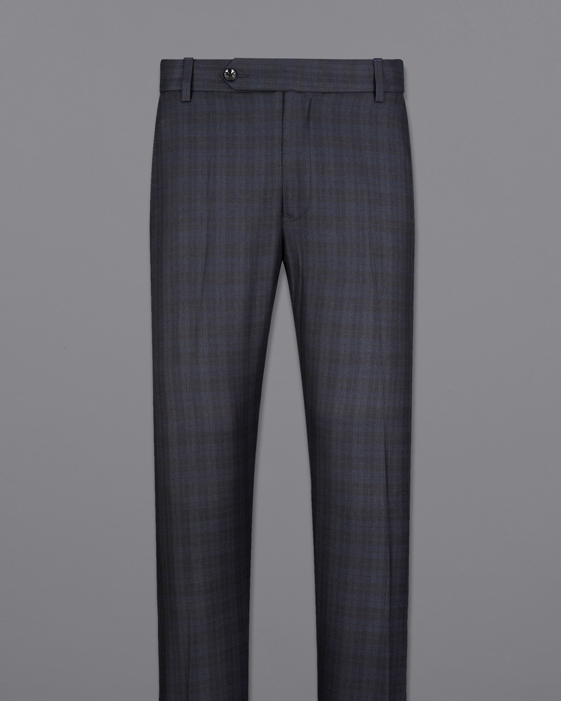 Cloud Burst Navy Blue with Iridium Gray Plaid Double Breasted Suit