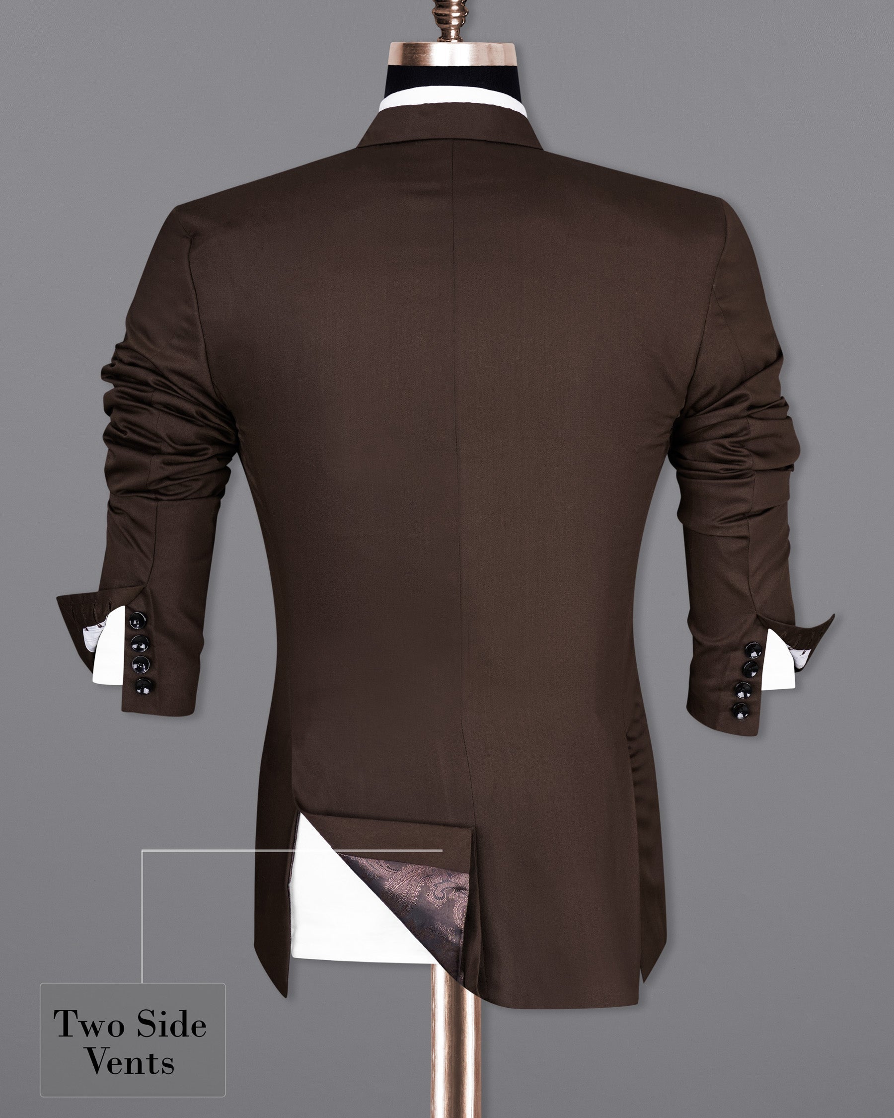 Bistre Solid Brown Single Breasted Suit