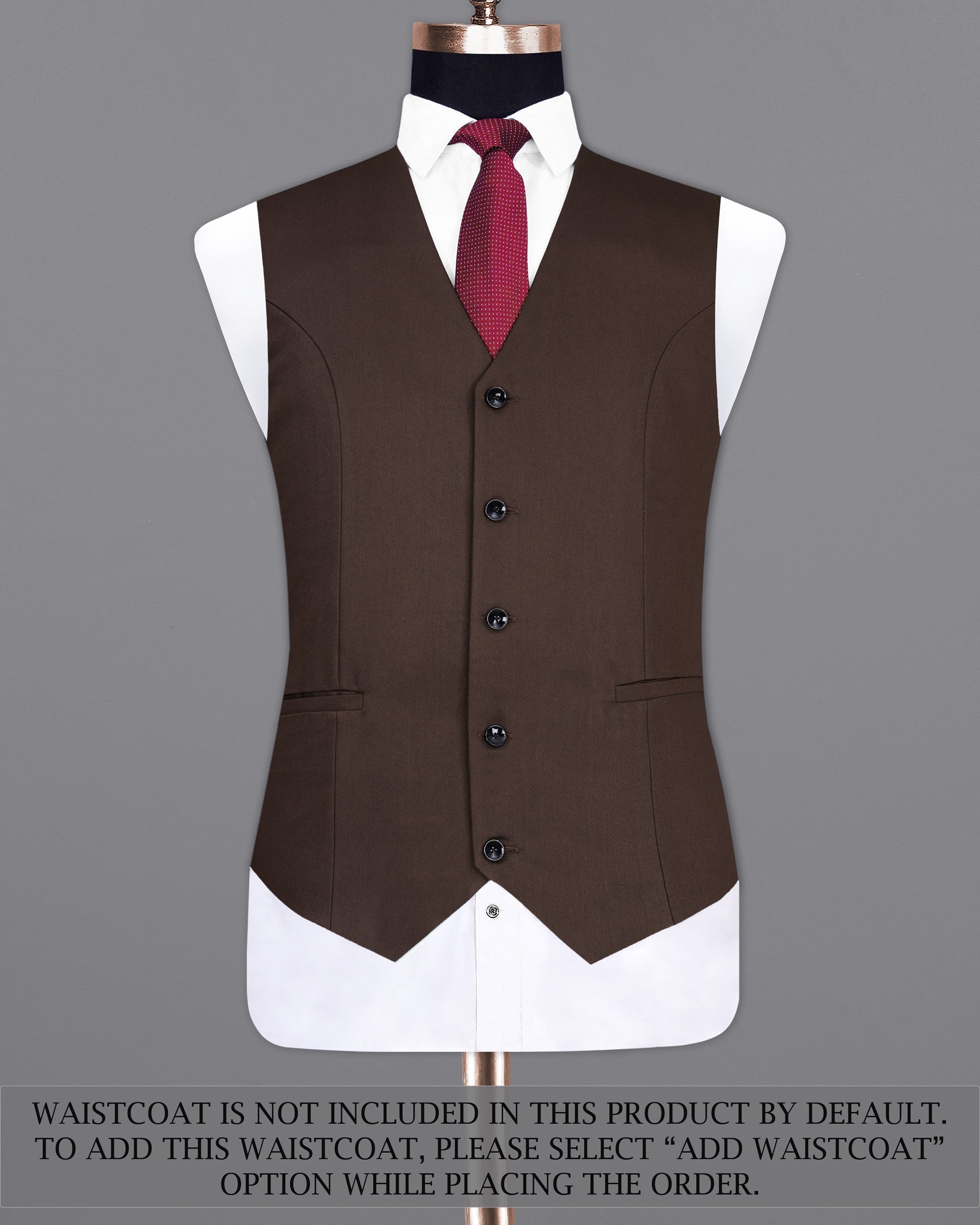 Bistre Solid Brown Single Breasted Suit