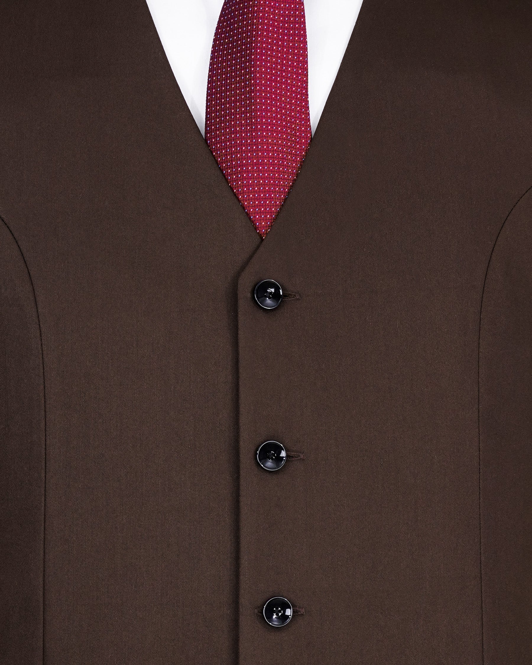 Bistre Solid Brown Single Breasted Suit