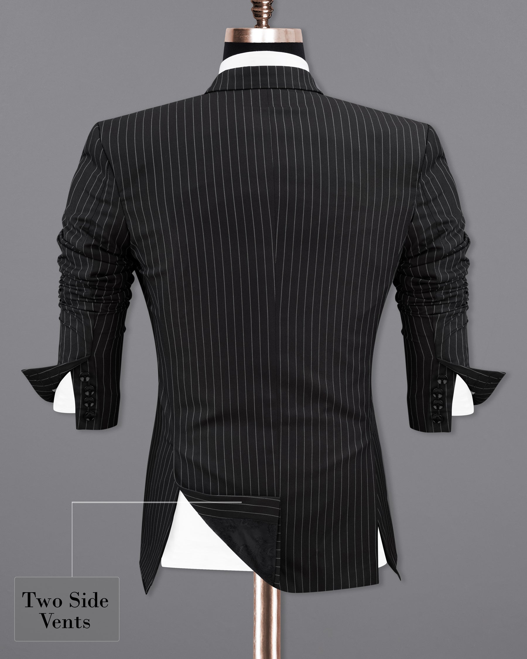 Jade Black Striped Single Breasted Suit