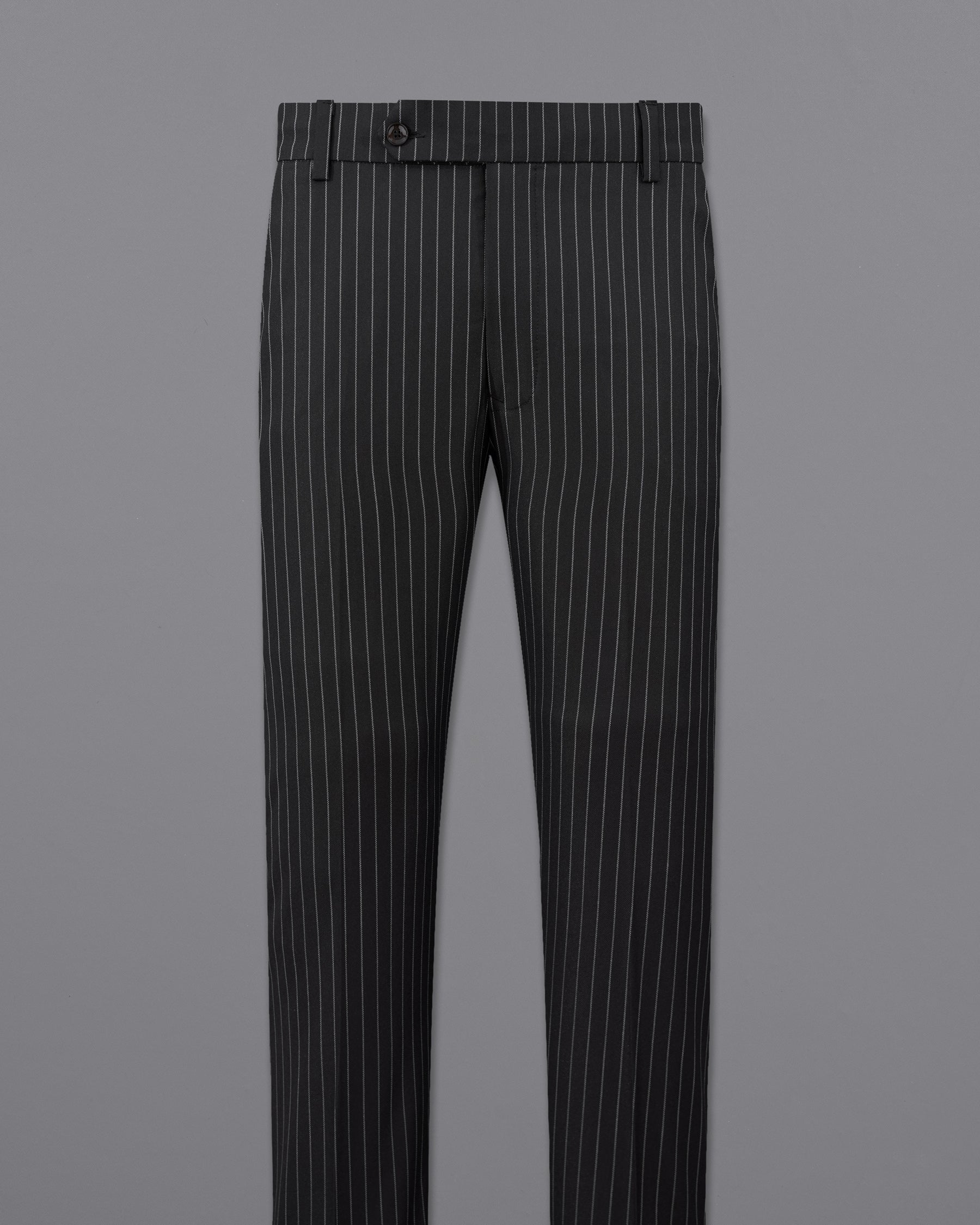 Jade Black Striped Single Breasted Suit