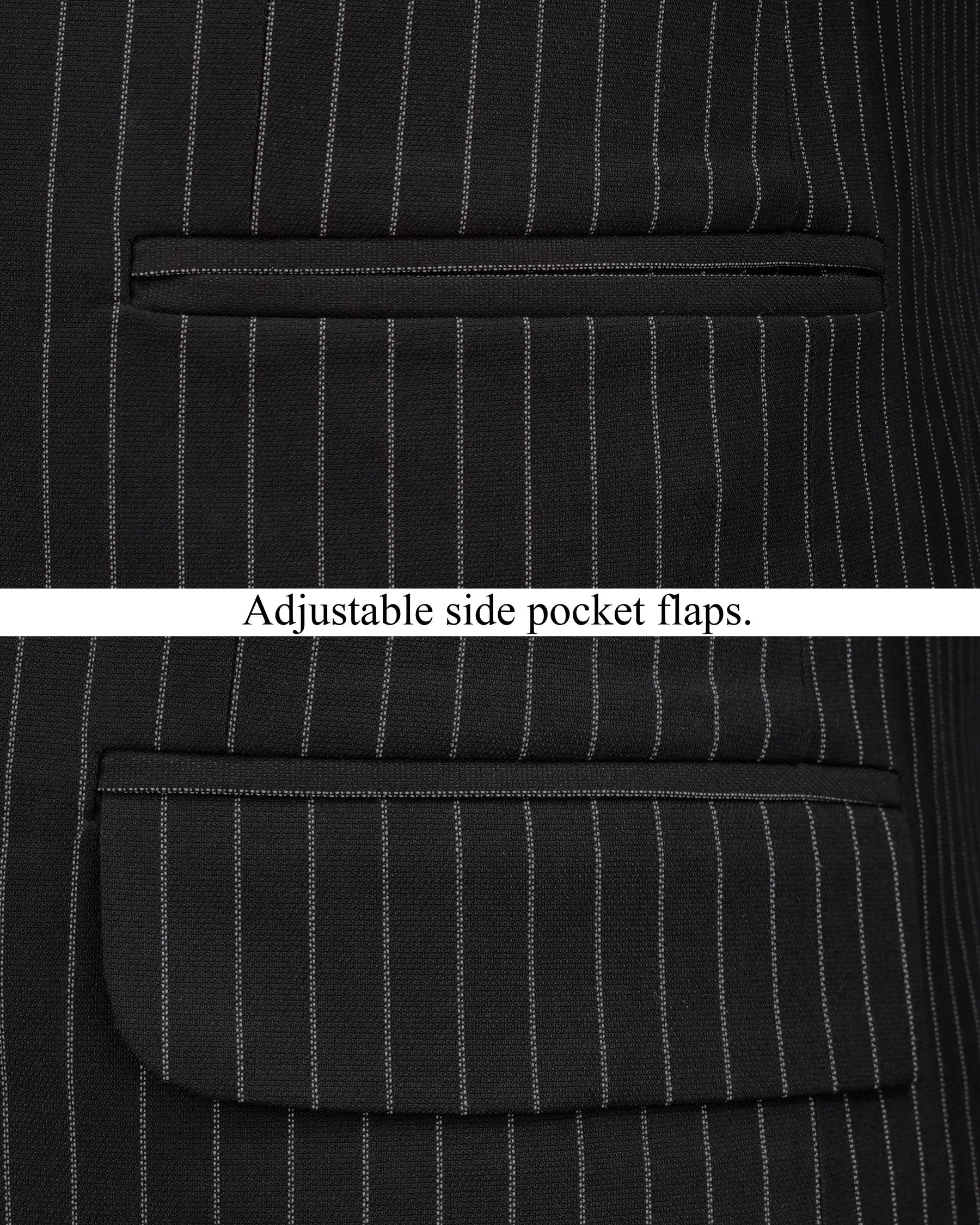 Jade Black Striped Single Breasted Suit