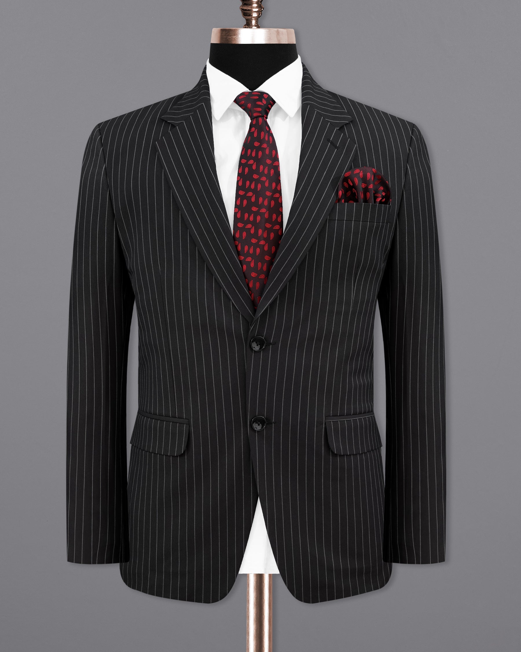 Jade Black Striped Single Breasted Suit