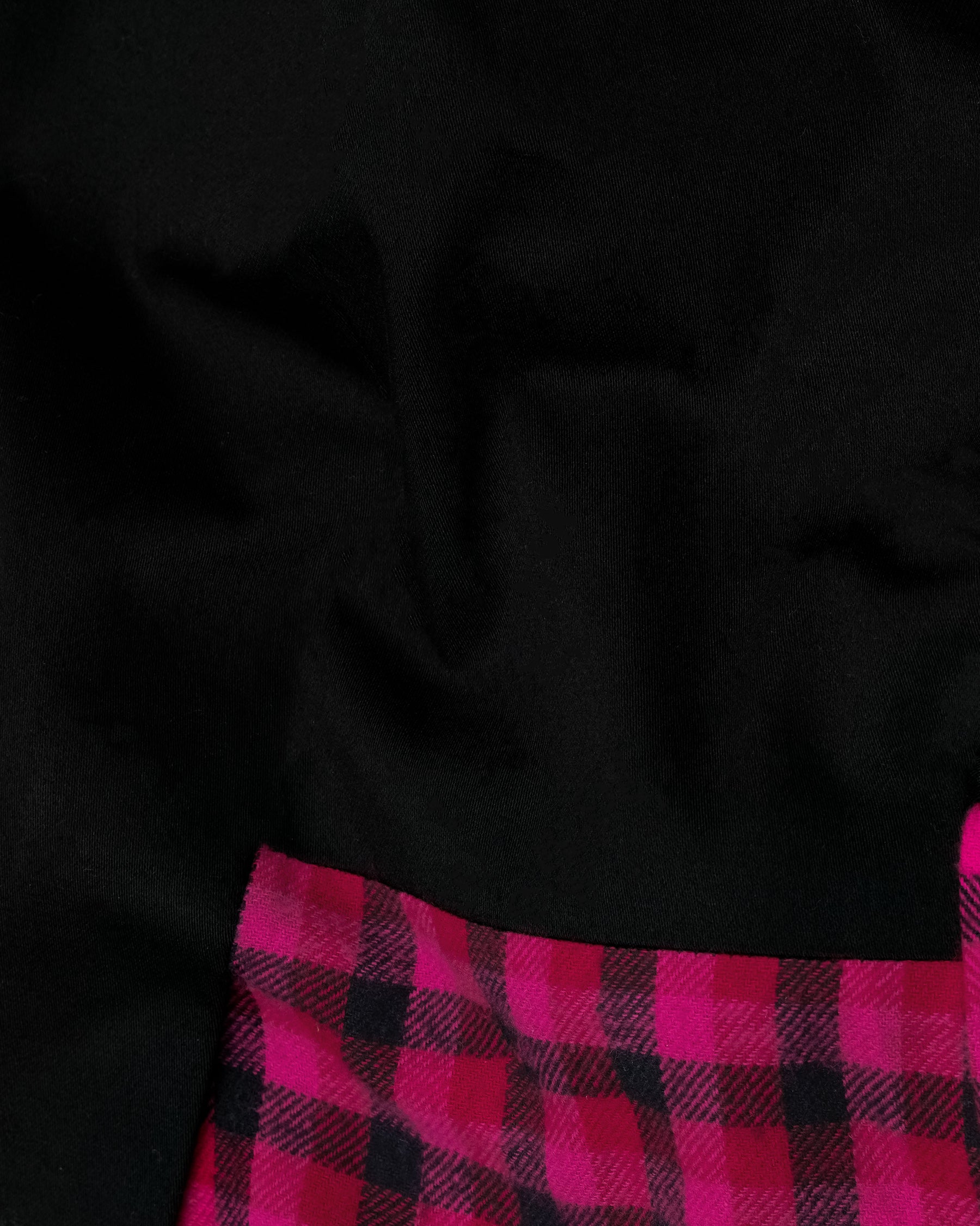 Half-Black and Half Jazzberry Pink Checkered Single-Breasted Premium Cotton Designer Suit