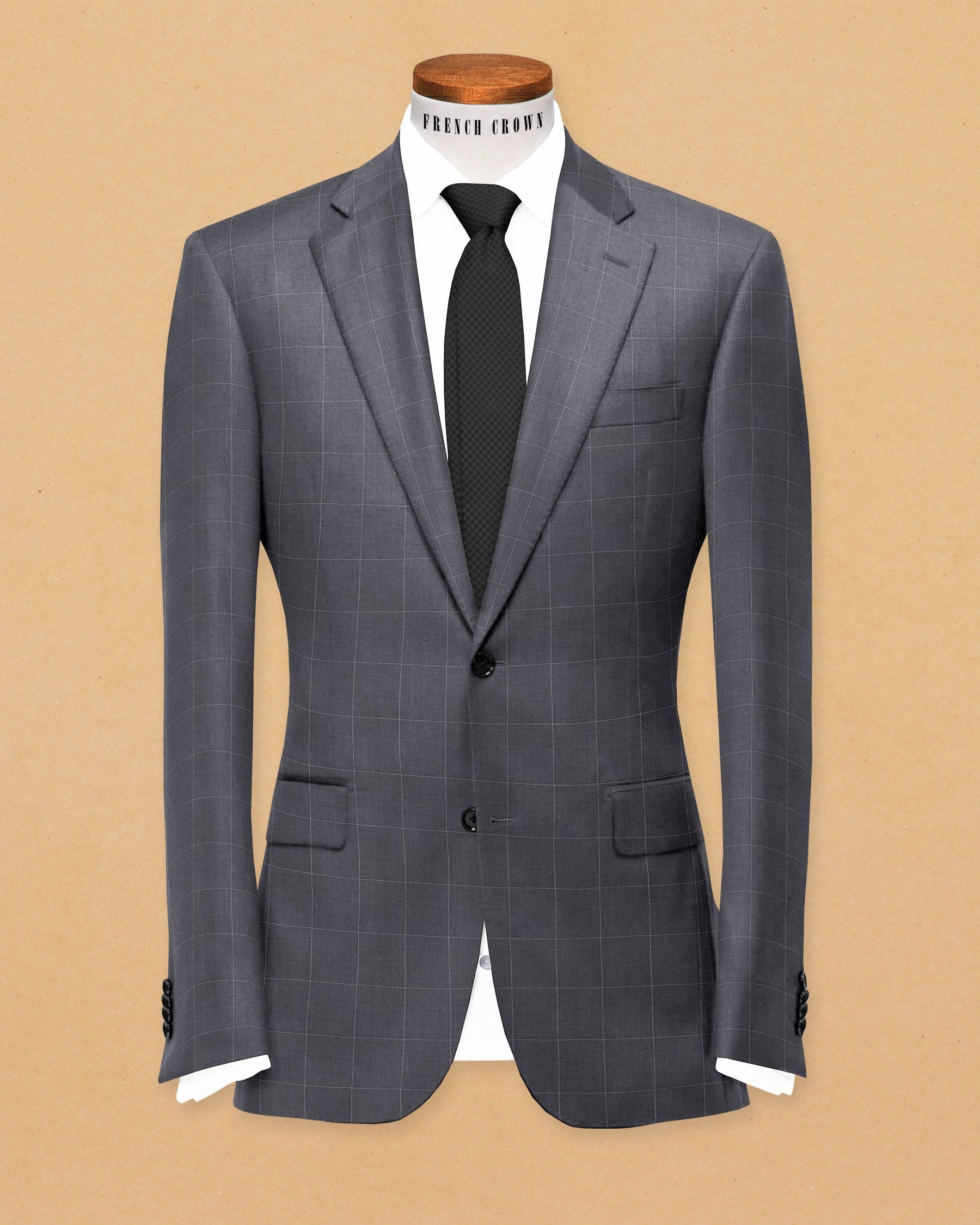 Pebble Grey Windowpane Wool Suit