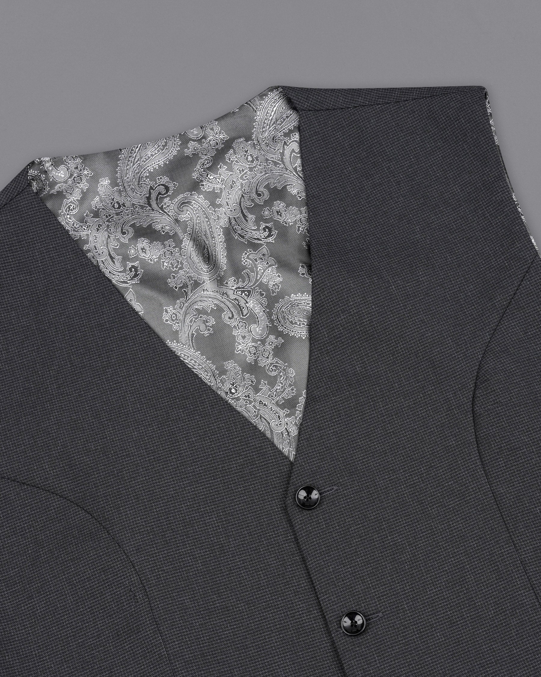 Bastille Dark Grey Double Breasted Designer Suit with Belt Closure