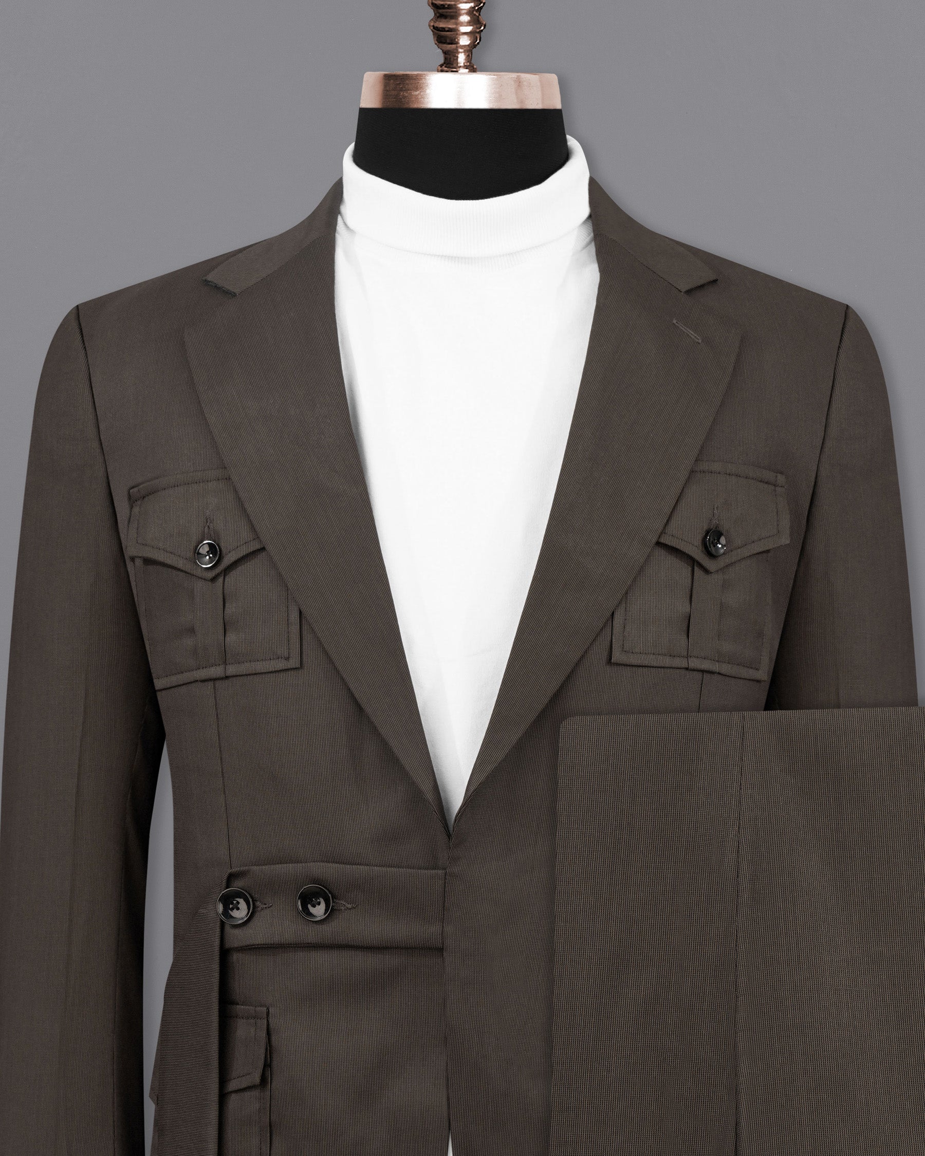 Kilamanjaro Brown Belt Closure Designer Suit