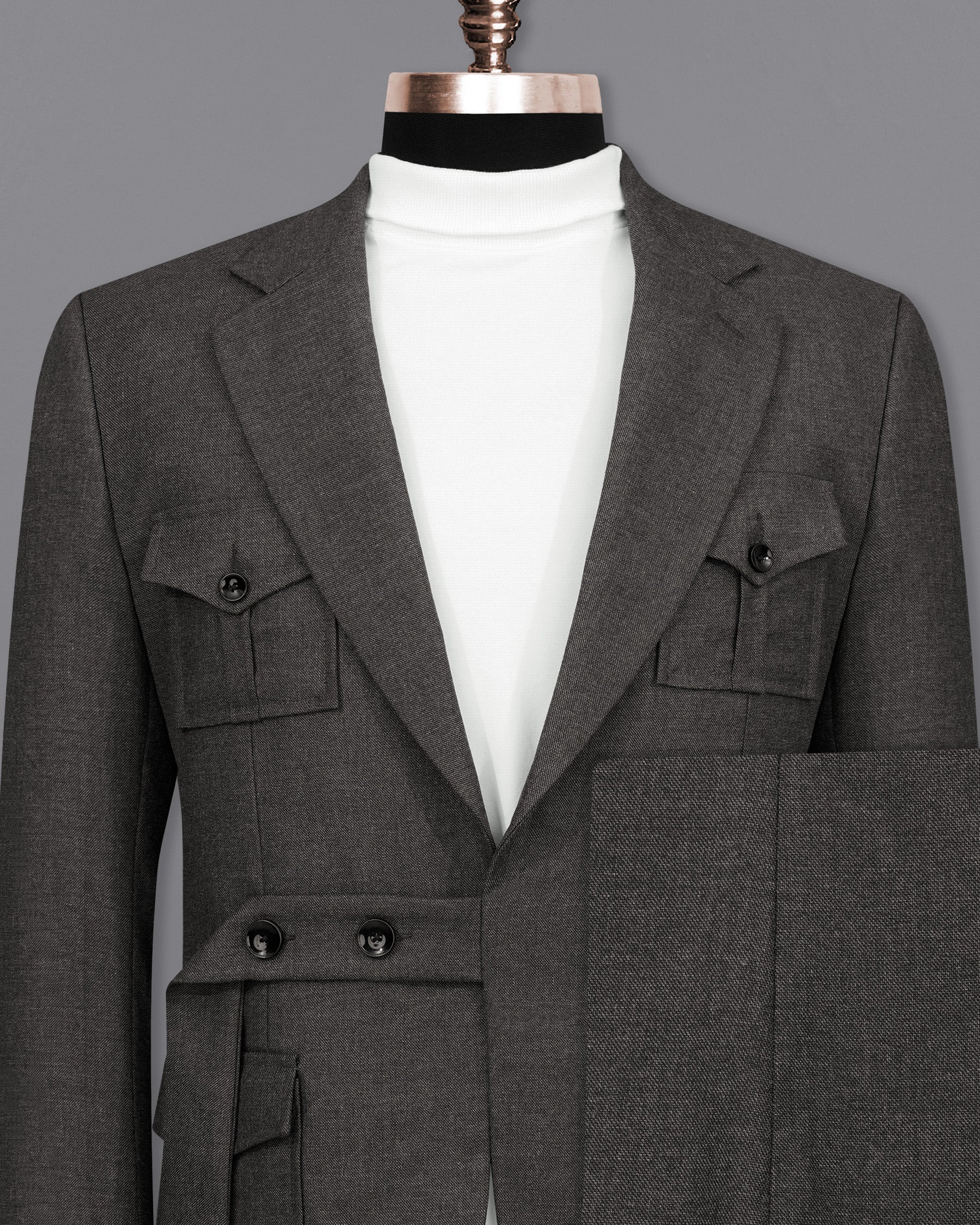 Armadillo Gray Belt Closure Wool Rich Designer Suit