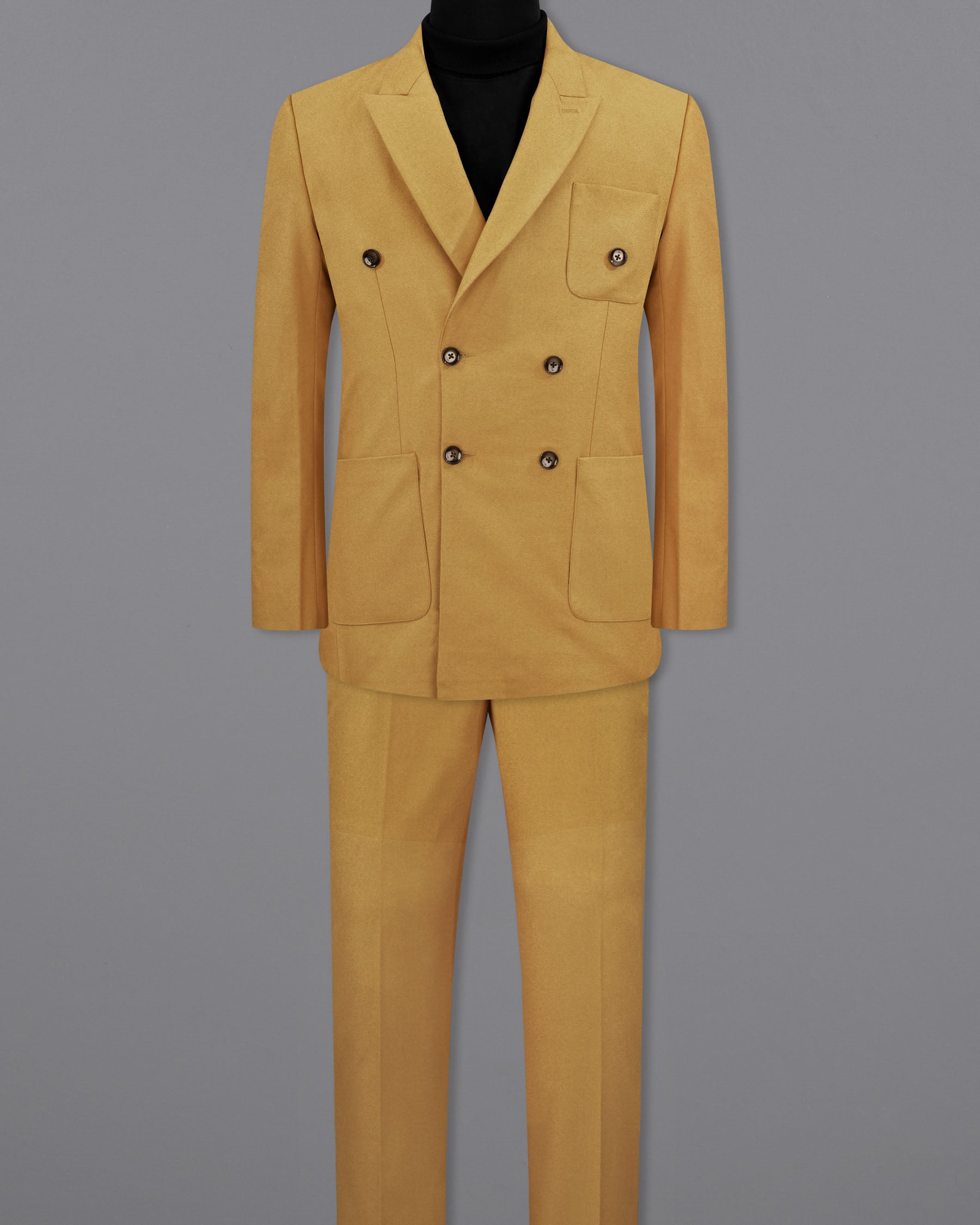 Copper Yellow Wool Rich Double Breasted Sports Suit
