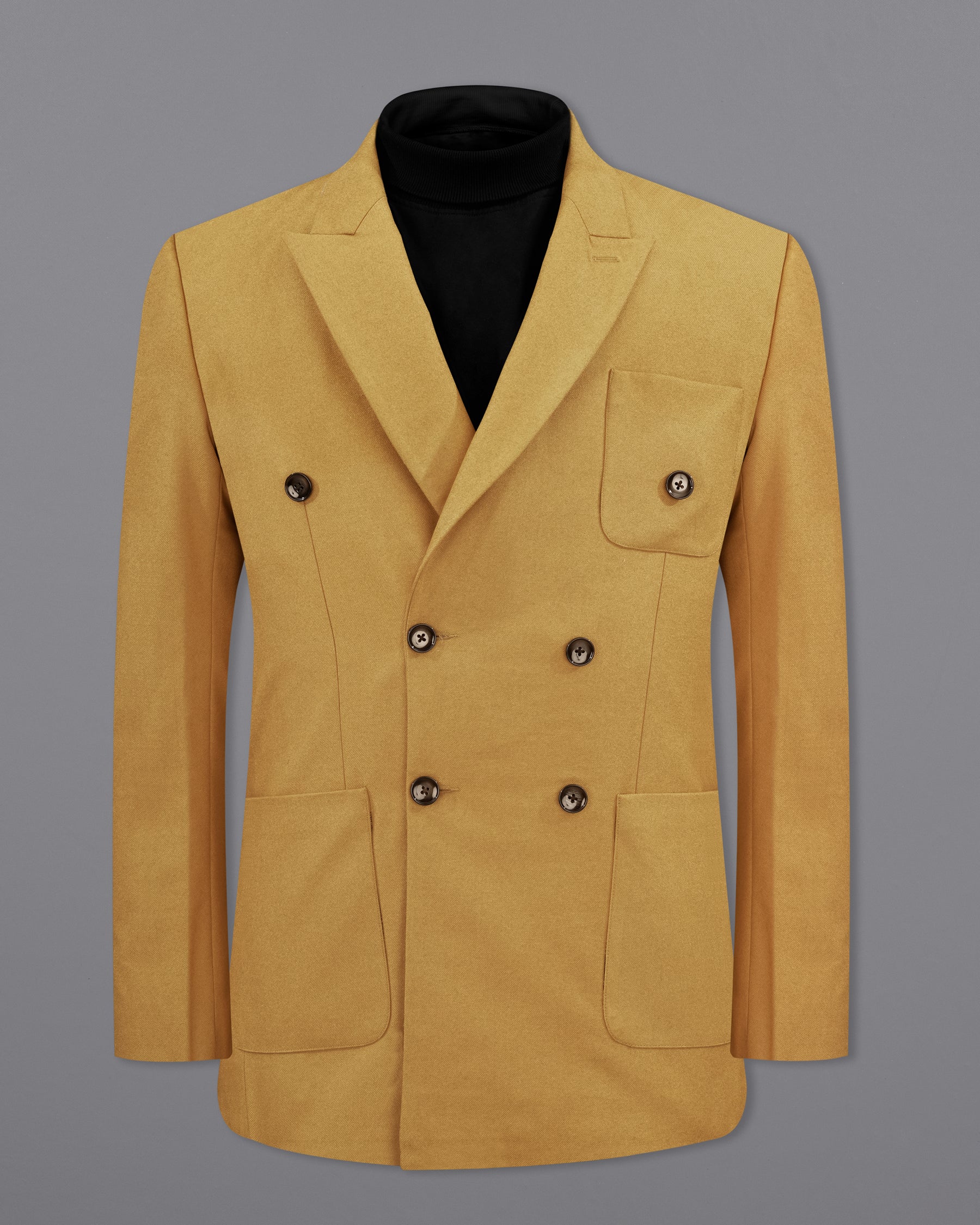 Copper Yellow Wool Rich Double Breasted Sports Suit