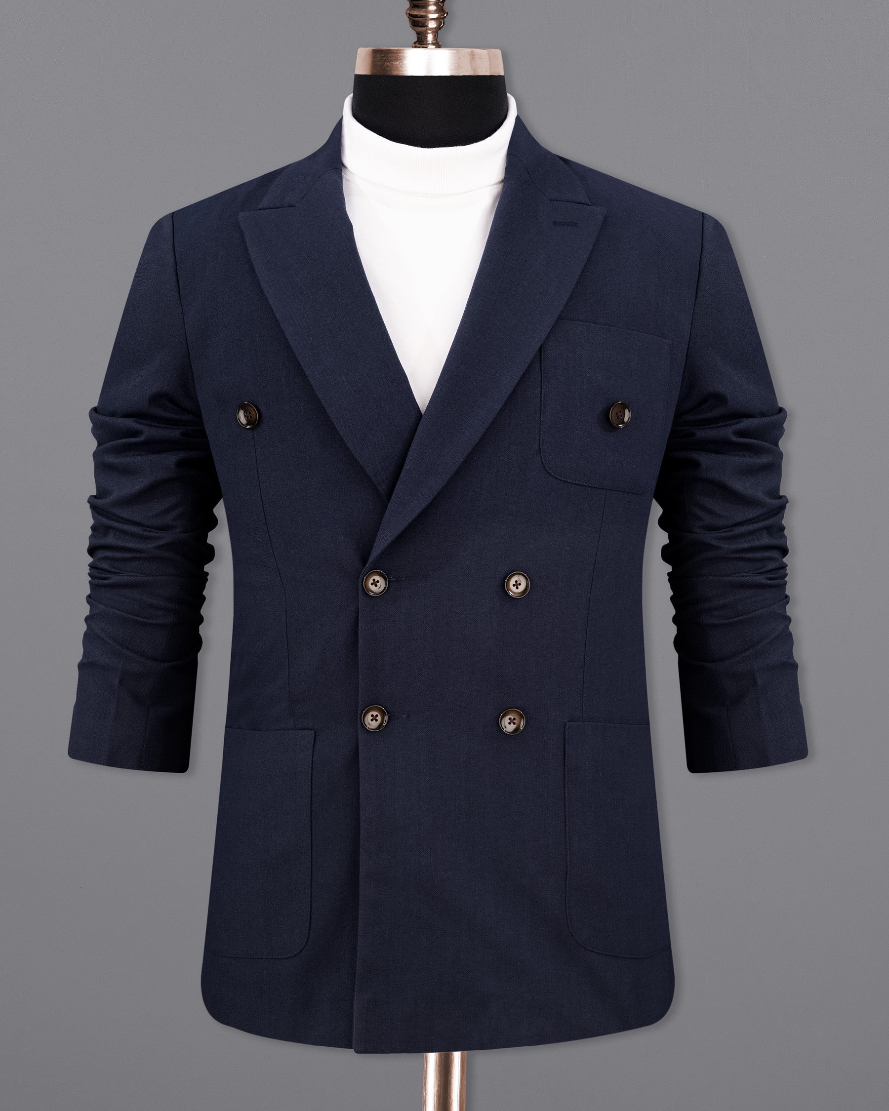 Baltic Navy Blue Wool Rich Double Breasted Sports Suit