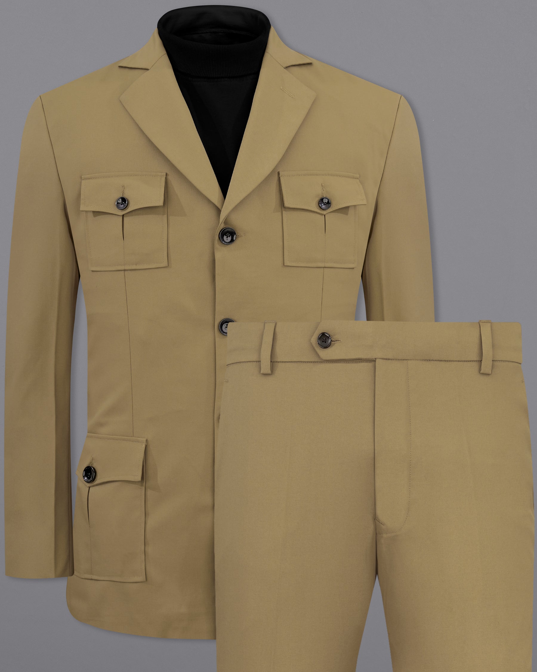Shadow Brown Premium Cotton Designer Suit