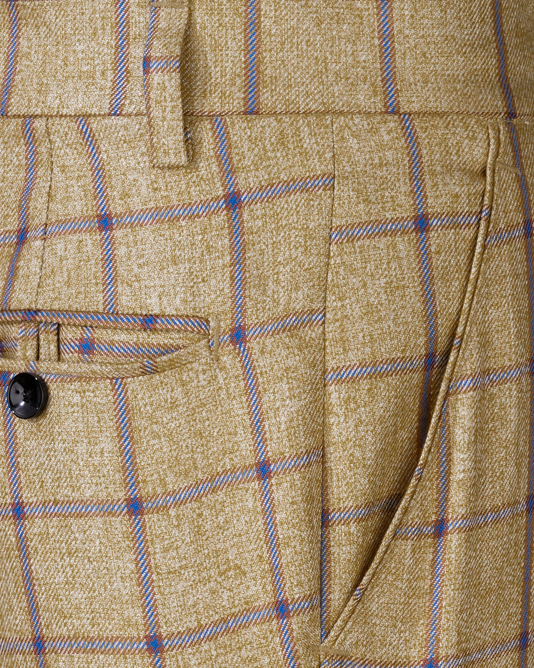 Mongoose Brown with Dianne Blue Windowpane Cross Placket Bandhgala Suit