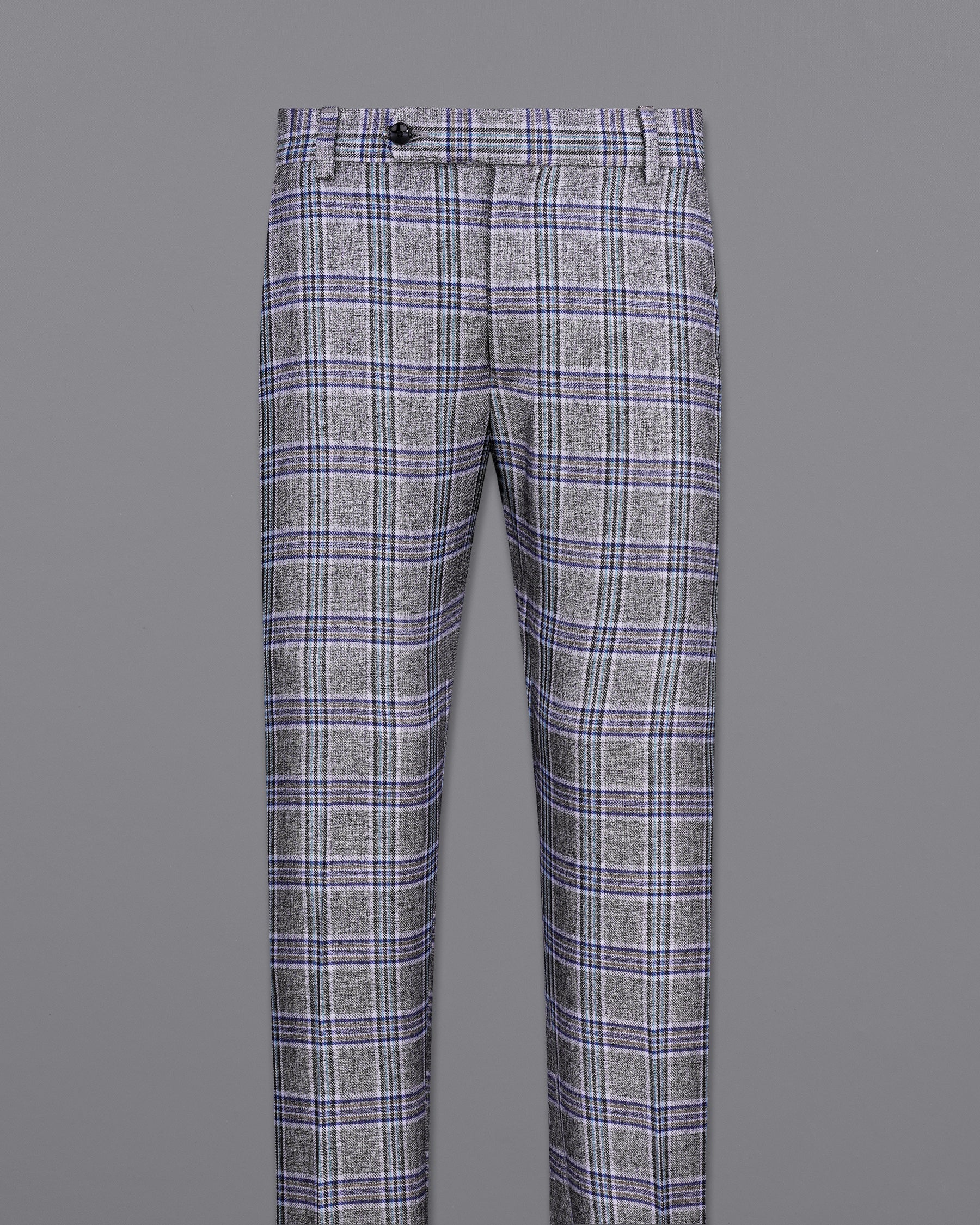 StarDust Gray with Martinique Blue Plaid Bandhgala Suit ST2145-BG-36, ST2145-BG-38, ST2145-BG-40, ST2145-BG-42, ST2145-BG-44, ST2145-BG-46, ST2145-BG-48, ST2145-BG-50, ST2145-BG-52, ST2145-BG-54, ST2145-BG-56, ST2145-BG-58, ST2145-BG-60
