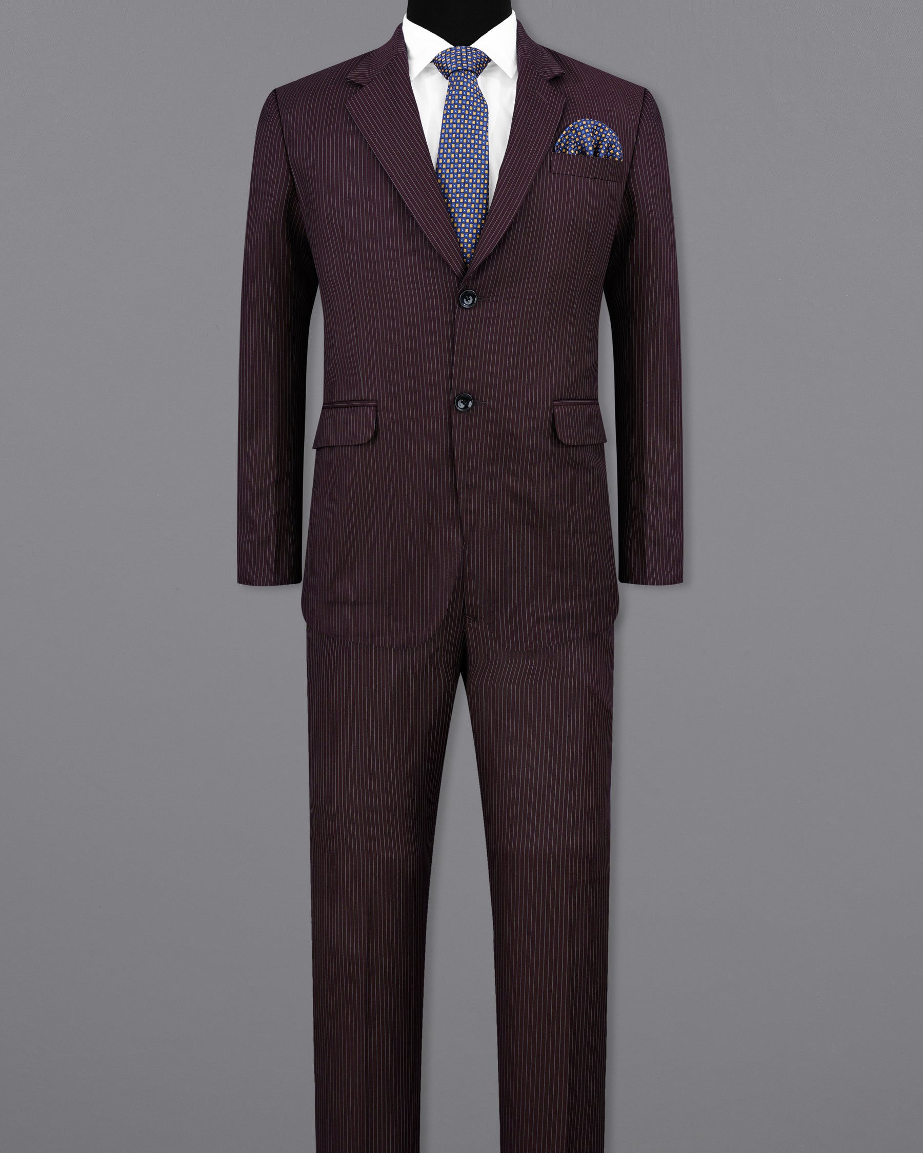 Eclipse Maroon with StarDust Gray Striped Single Breasted Suit ST2148-SB-36, ST2148-SB-38, ST2148-SB-40, ST2148-SB-42, ST2148-SB-44, ST2148-SB-46, ST2148-SB-48, ST2148-SB-50, ST2148-SB-52, ST2148-SB-54, ST2148-SB-56, ST2148-SB-58, ST2148-SB-60