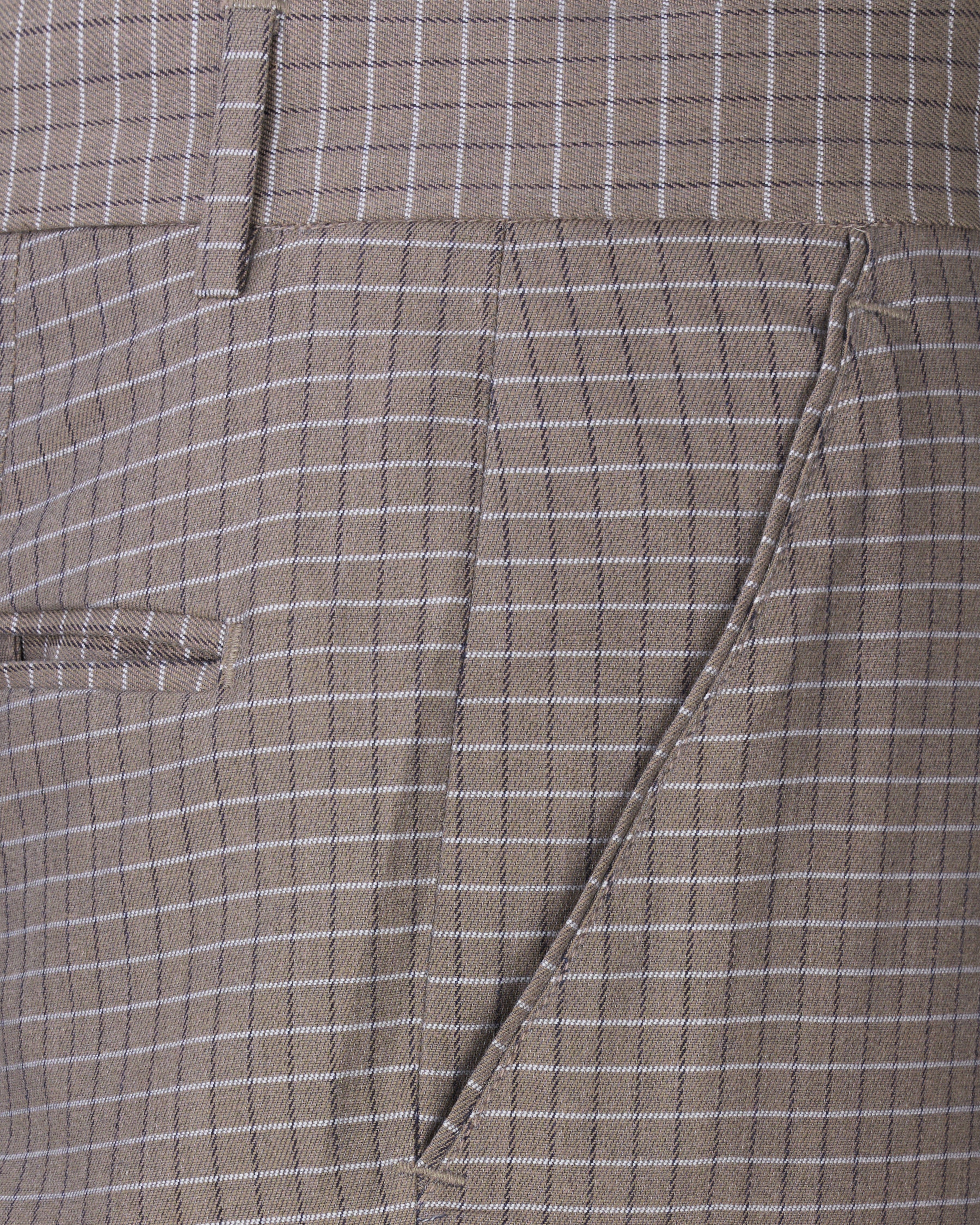 Sand Dune Brown Checkered Single Breasted Premium Cotton Suit