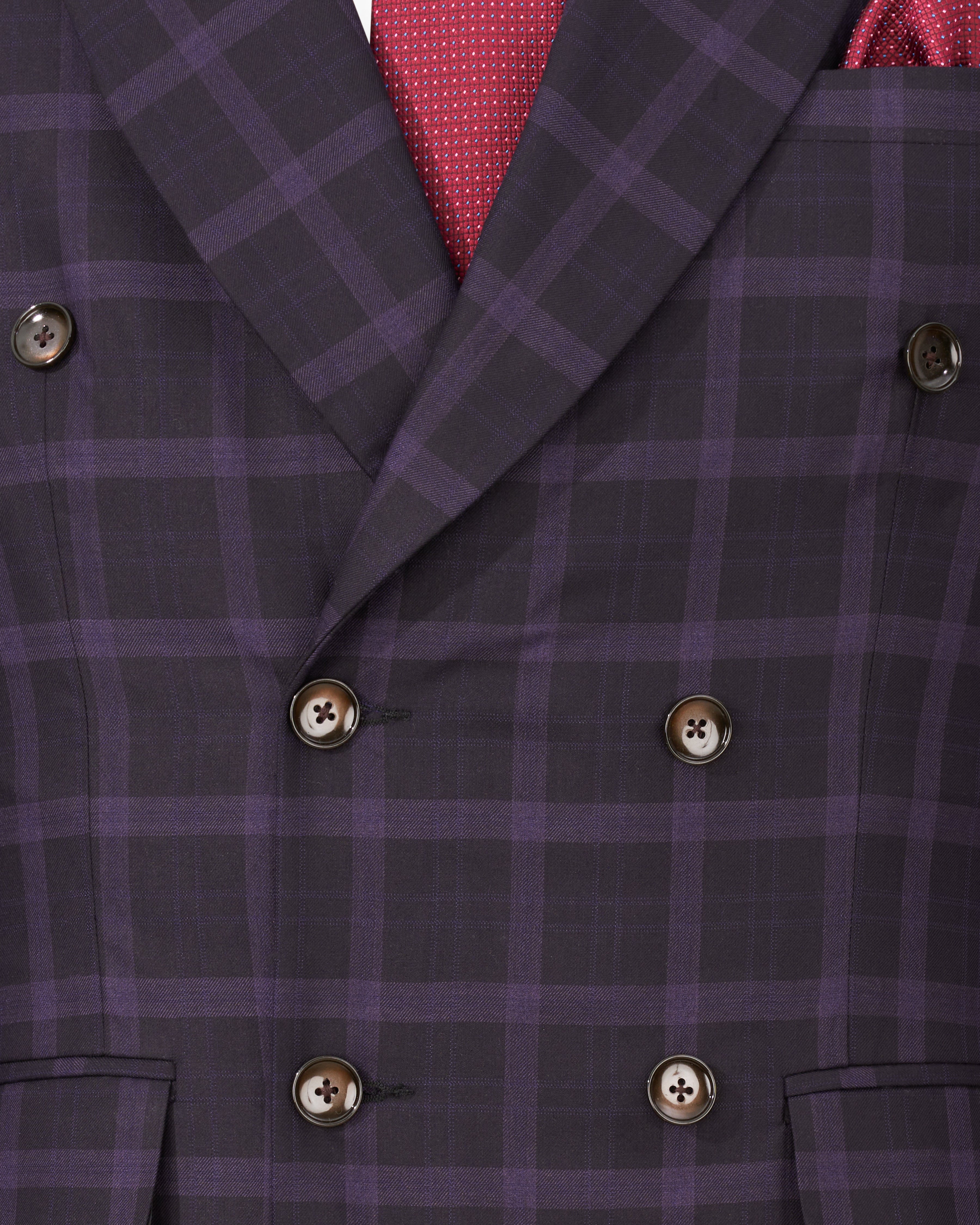 Melanzane Violet and Mortar Purple Plaid Double Breasted Suit ST2258-DB-36, ST2258-DB-38, ST2258-DB-40, ST2258-DB-42, ST2258-DB-44, ST2258-DB-46, ST2258-DB-48, ST2258-DB-50, ST2258-DB-52, ST2258-DB-54, ST2258-DB-56, ST2258-DB-58, ST2258-DB-60