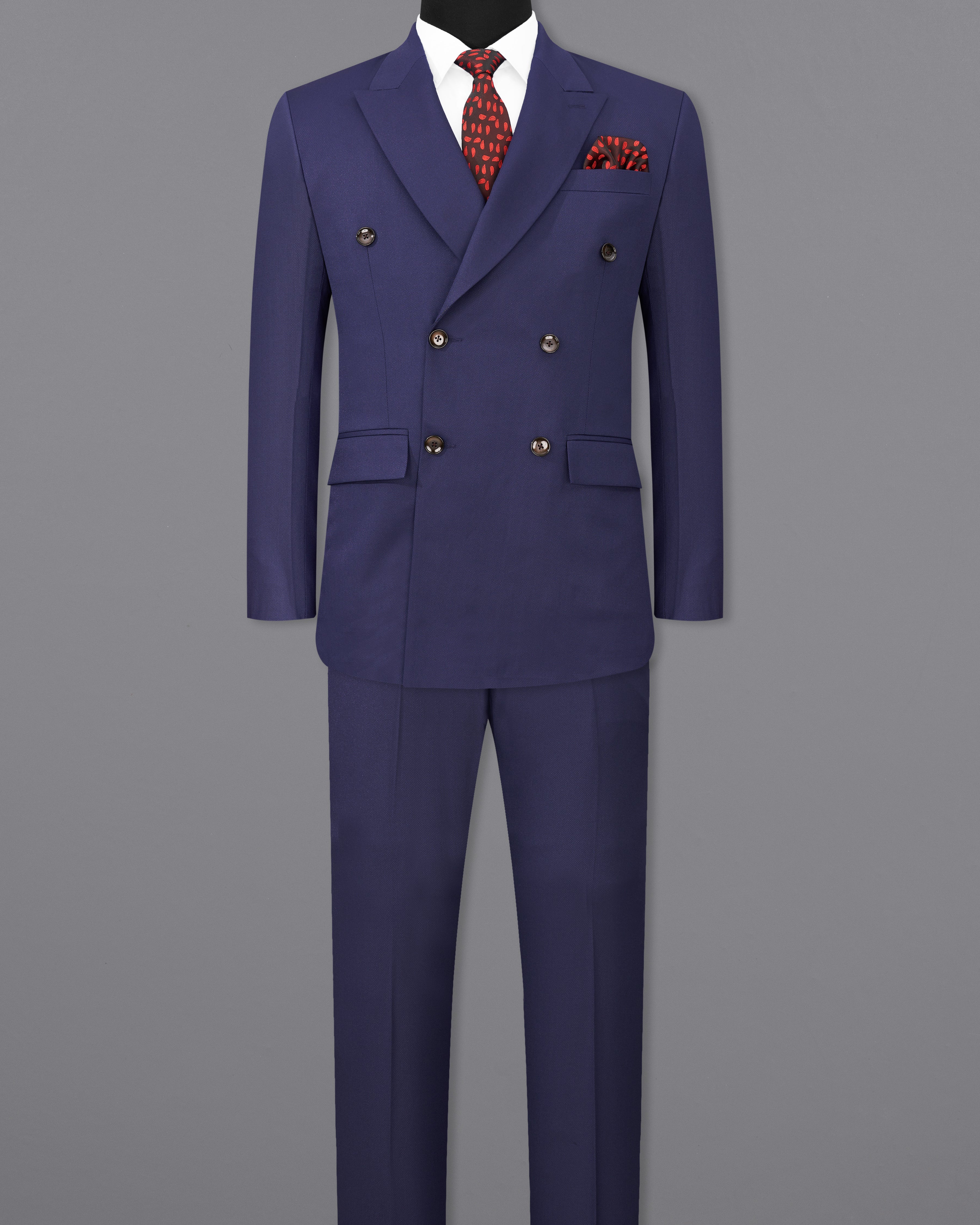 Ebony Clay Navy Blue Double Breasted Suit