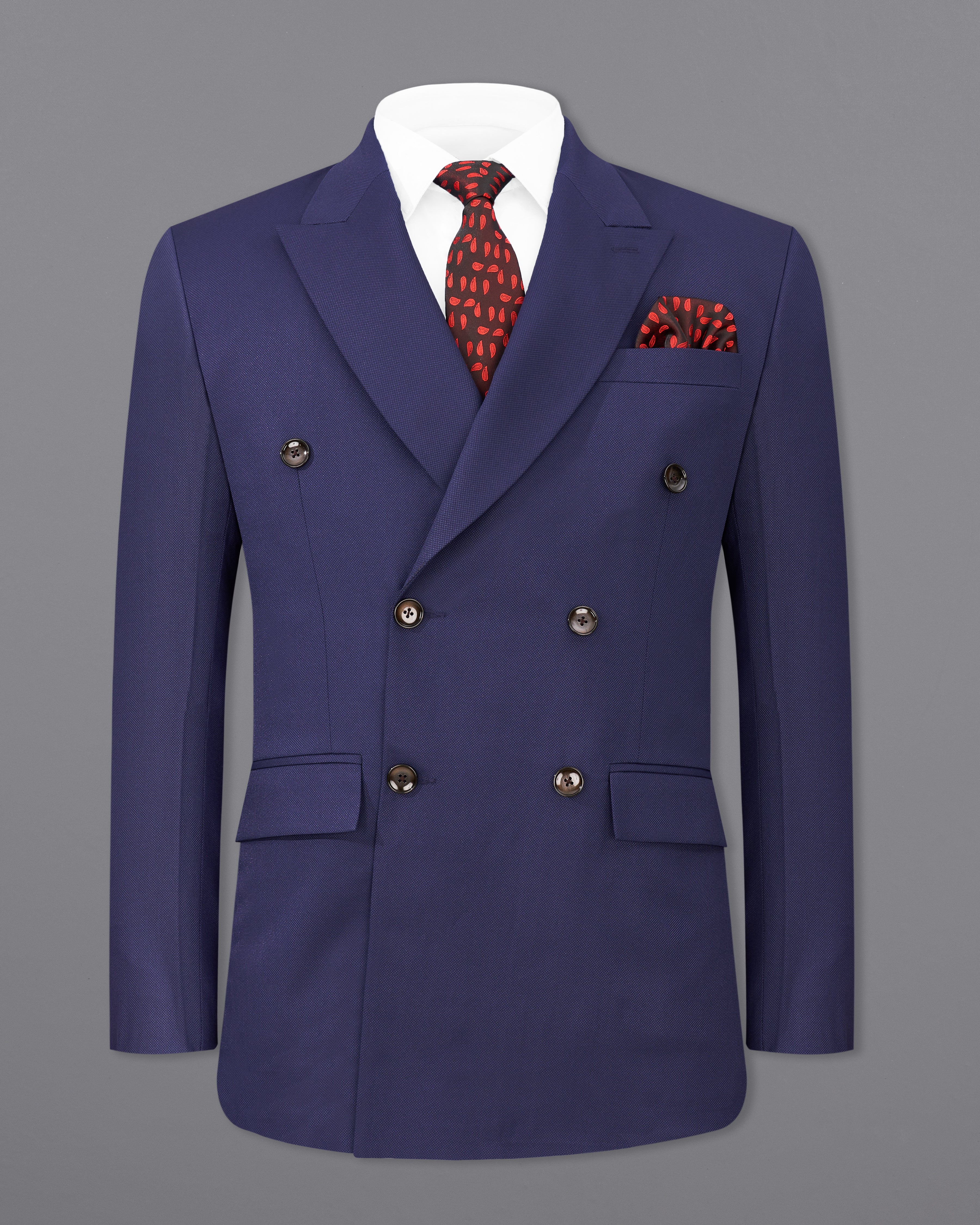 Ebony Clay Navy Blue Double Breasted Suit