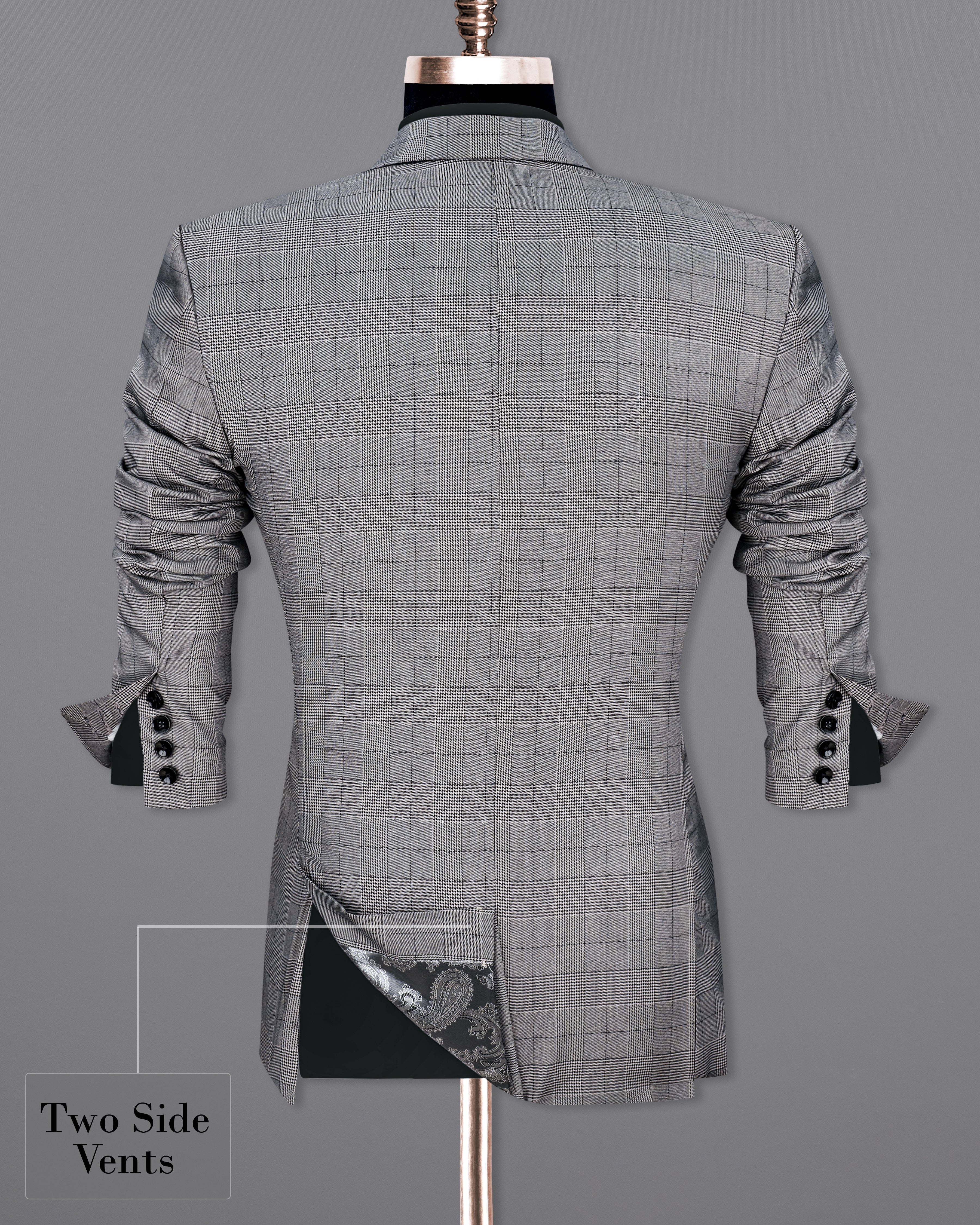 Storm Dust Gray Plaid Single Breasted Suit