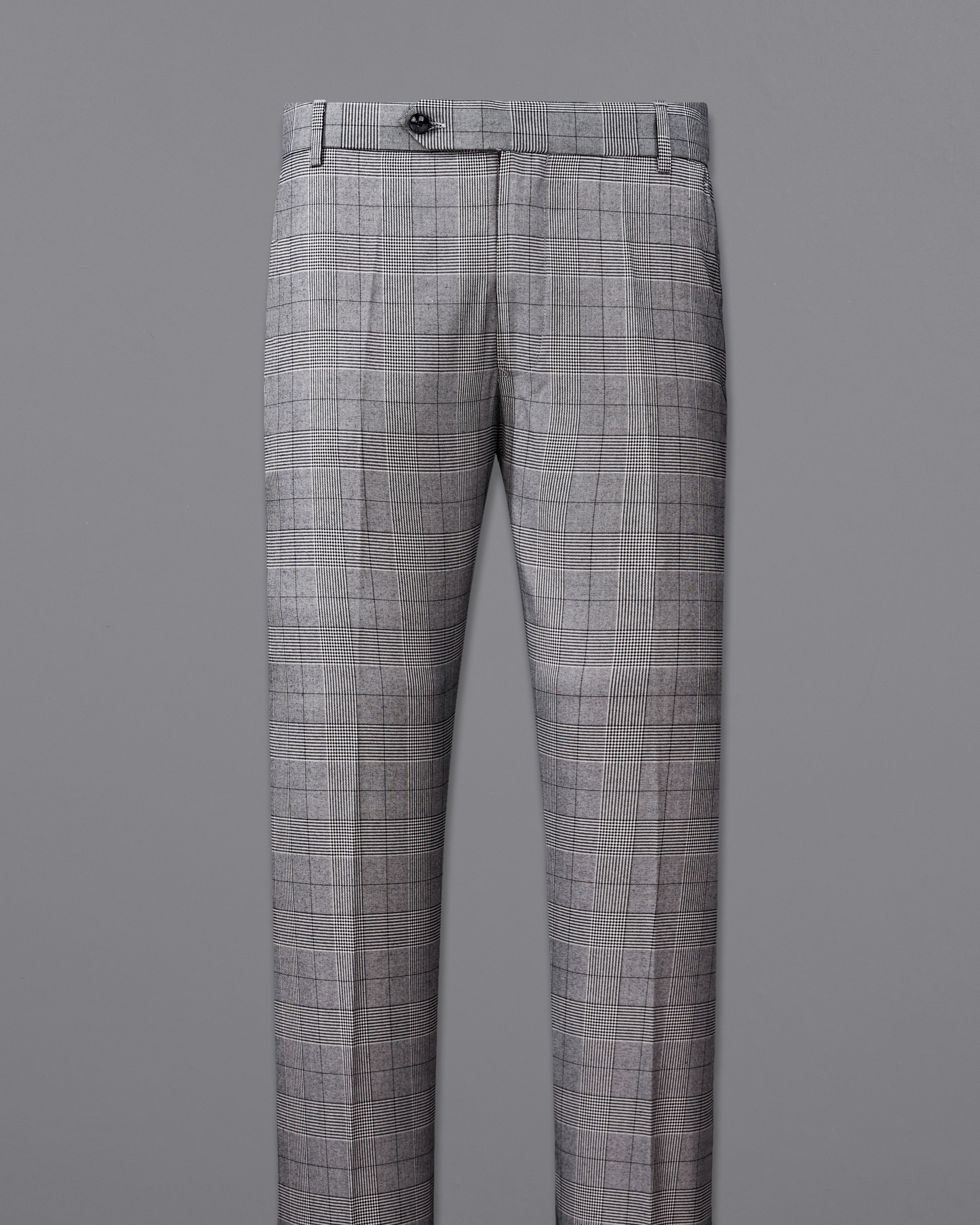 Storm Dust Gray Plaid Single Breasted Suit