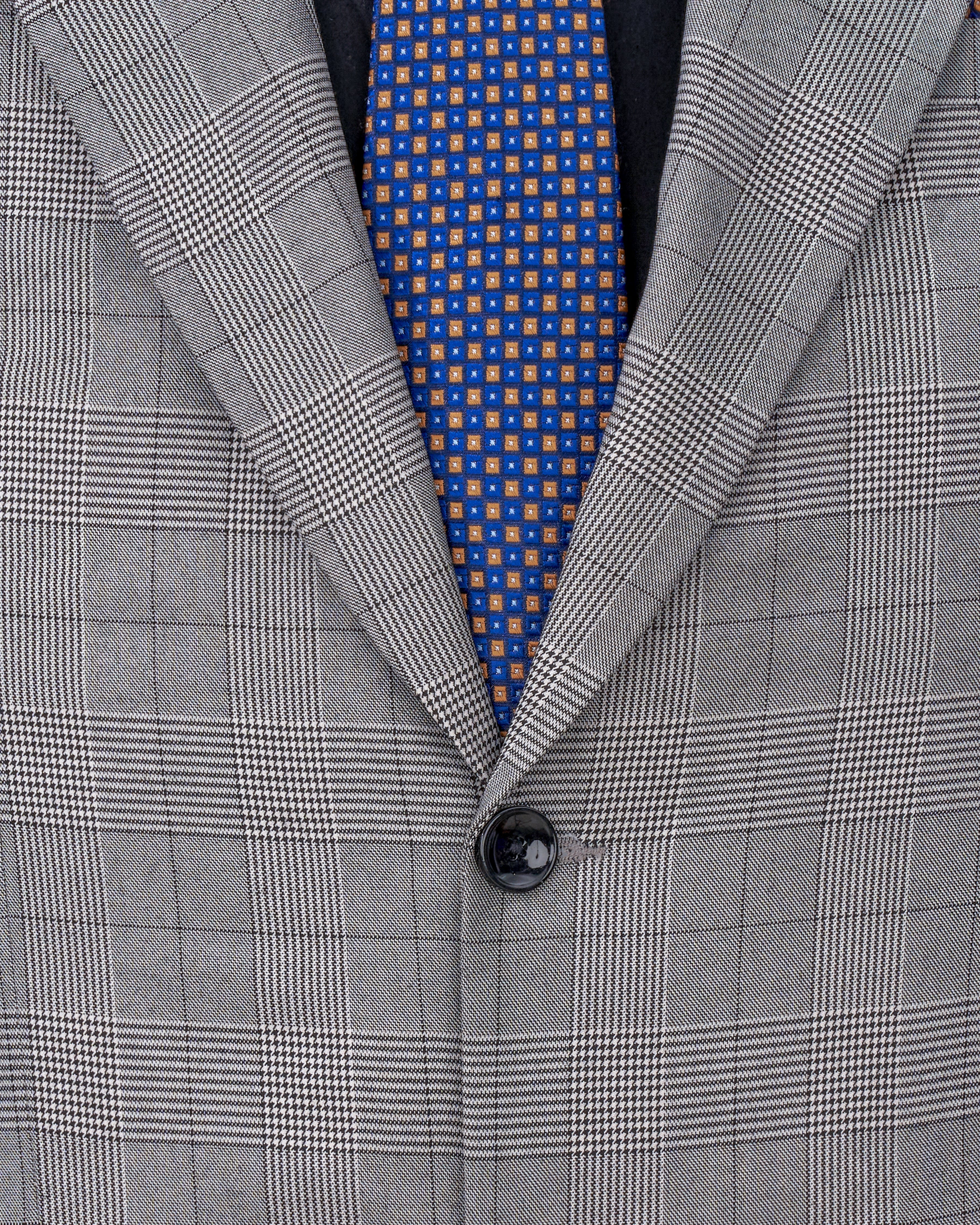 Storm Dust Gray Plaid Single Breasted Suit