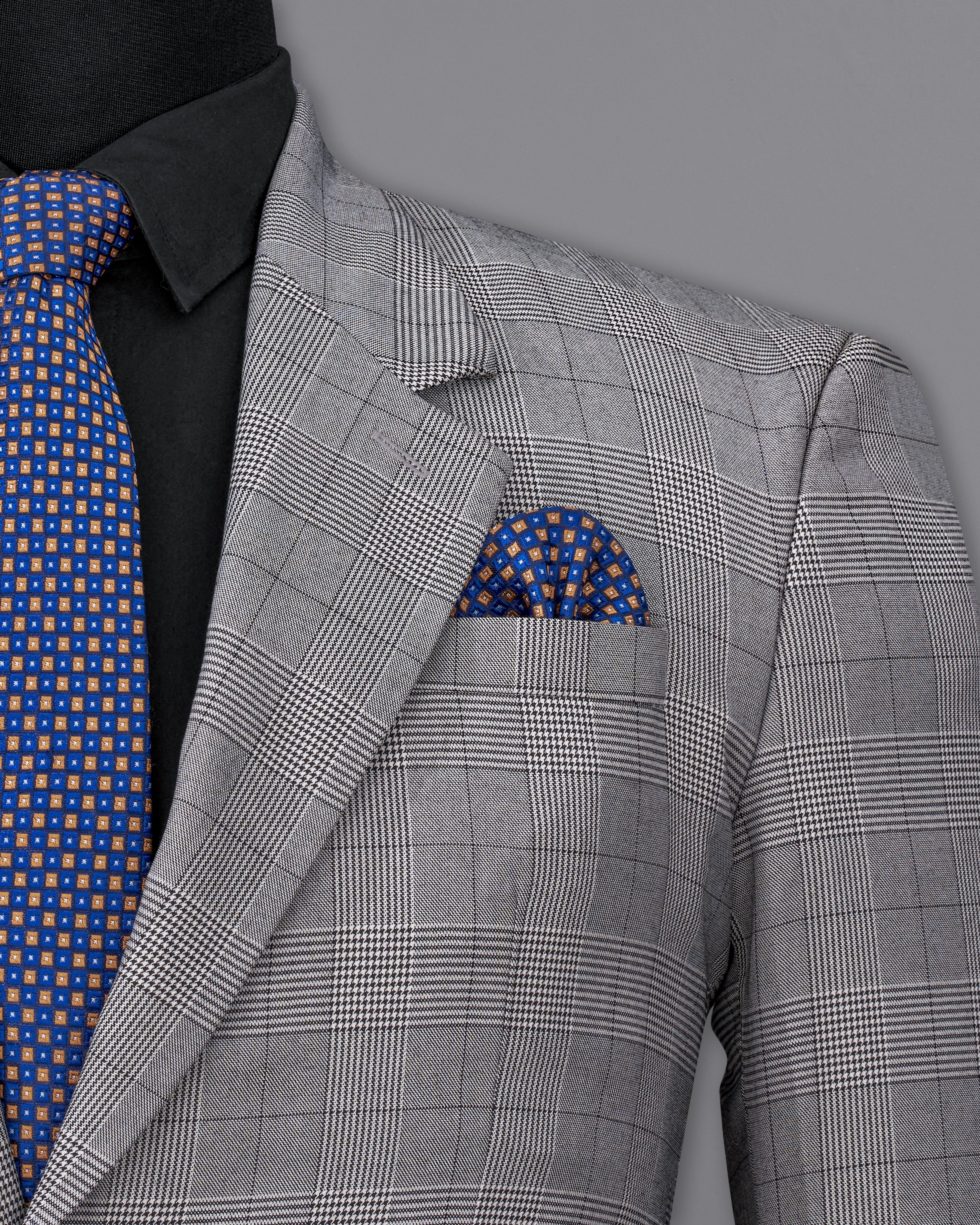 Storm Dust Gray Plaid Single Breasted Suit